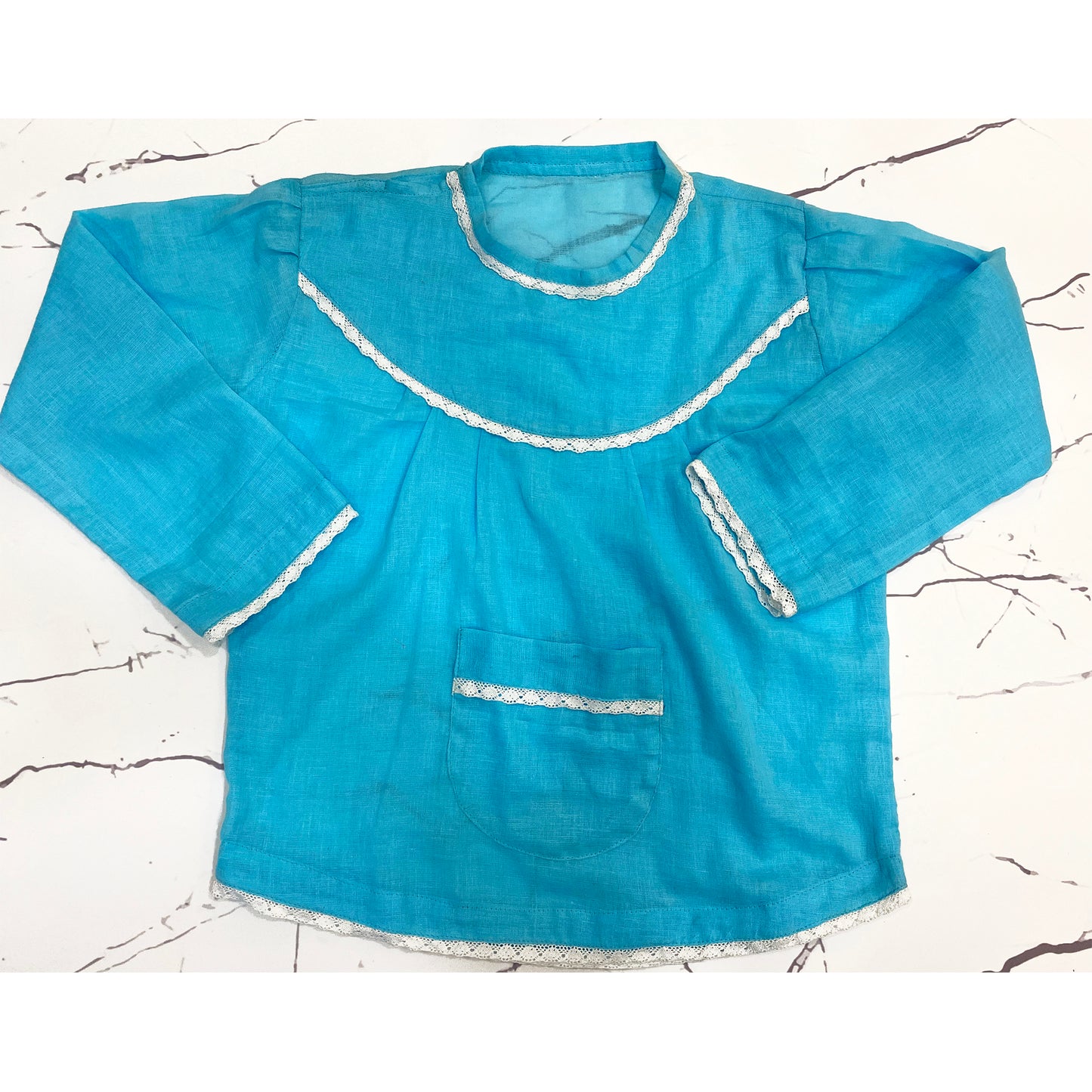 Sky Blue Cotton Mul Baby Night Suit