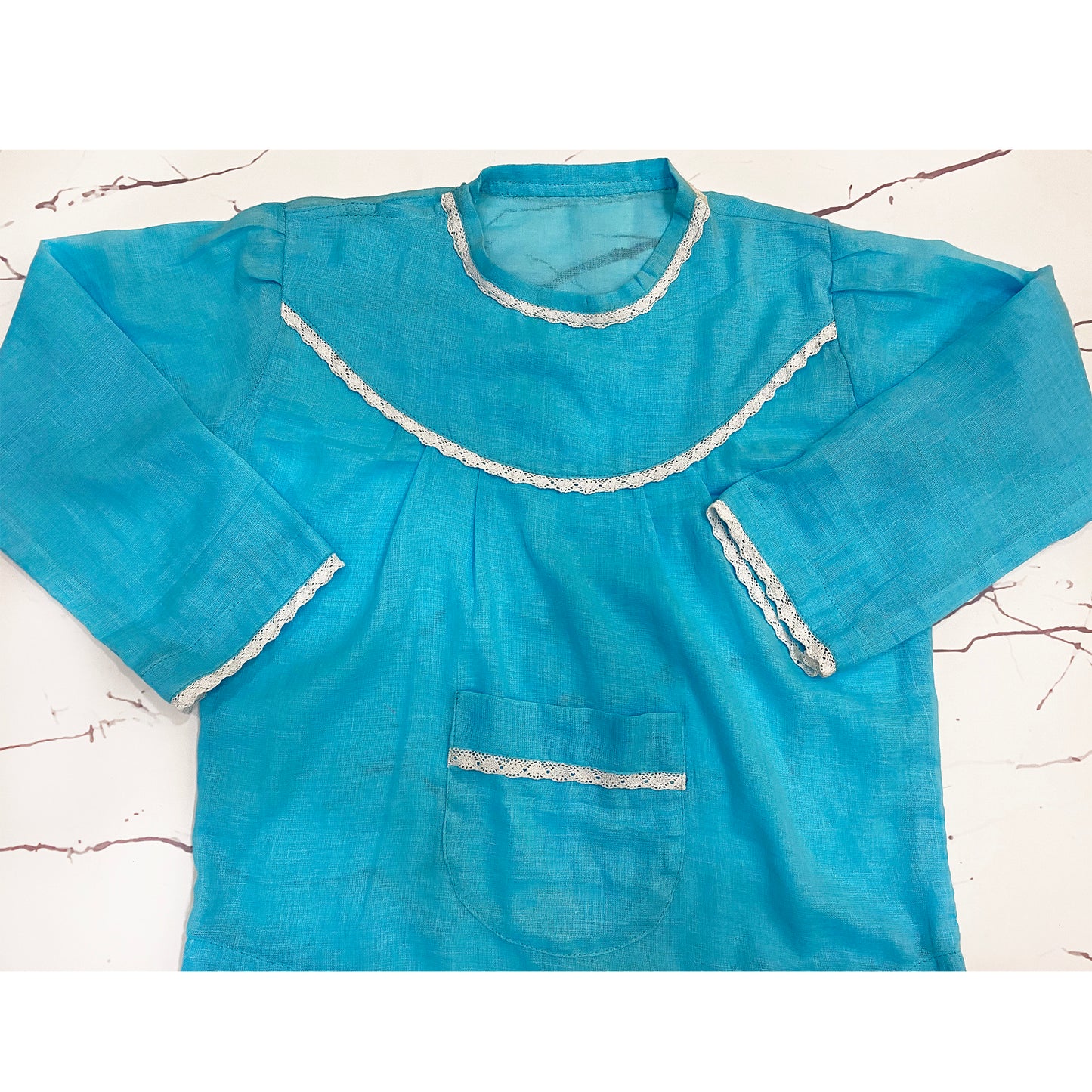 Sky Blue Cotton Mul Baby Night Suit