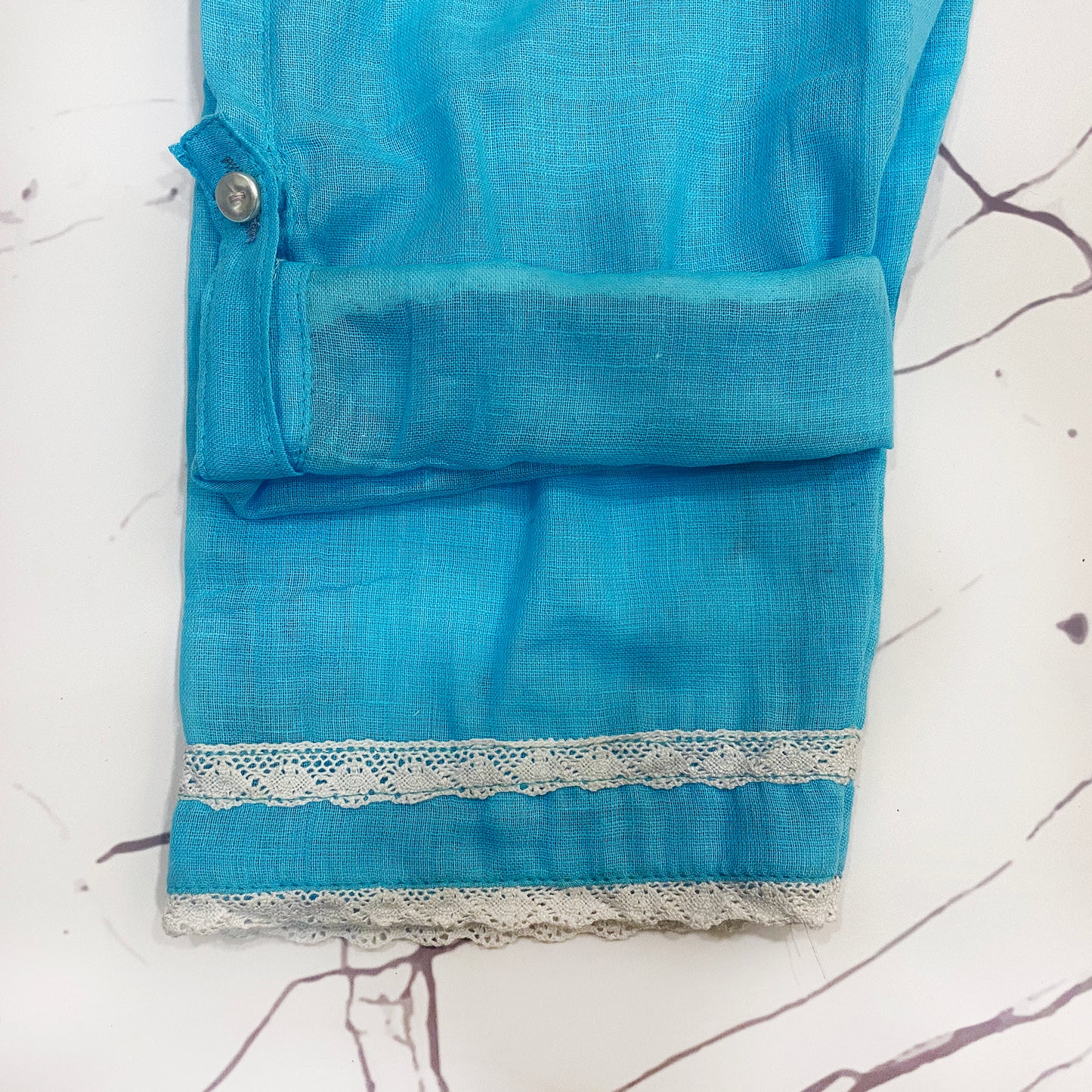 Sky Blue Cotton Mul Baby Night Suit