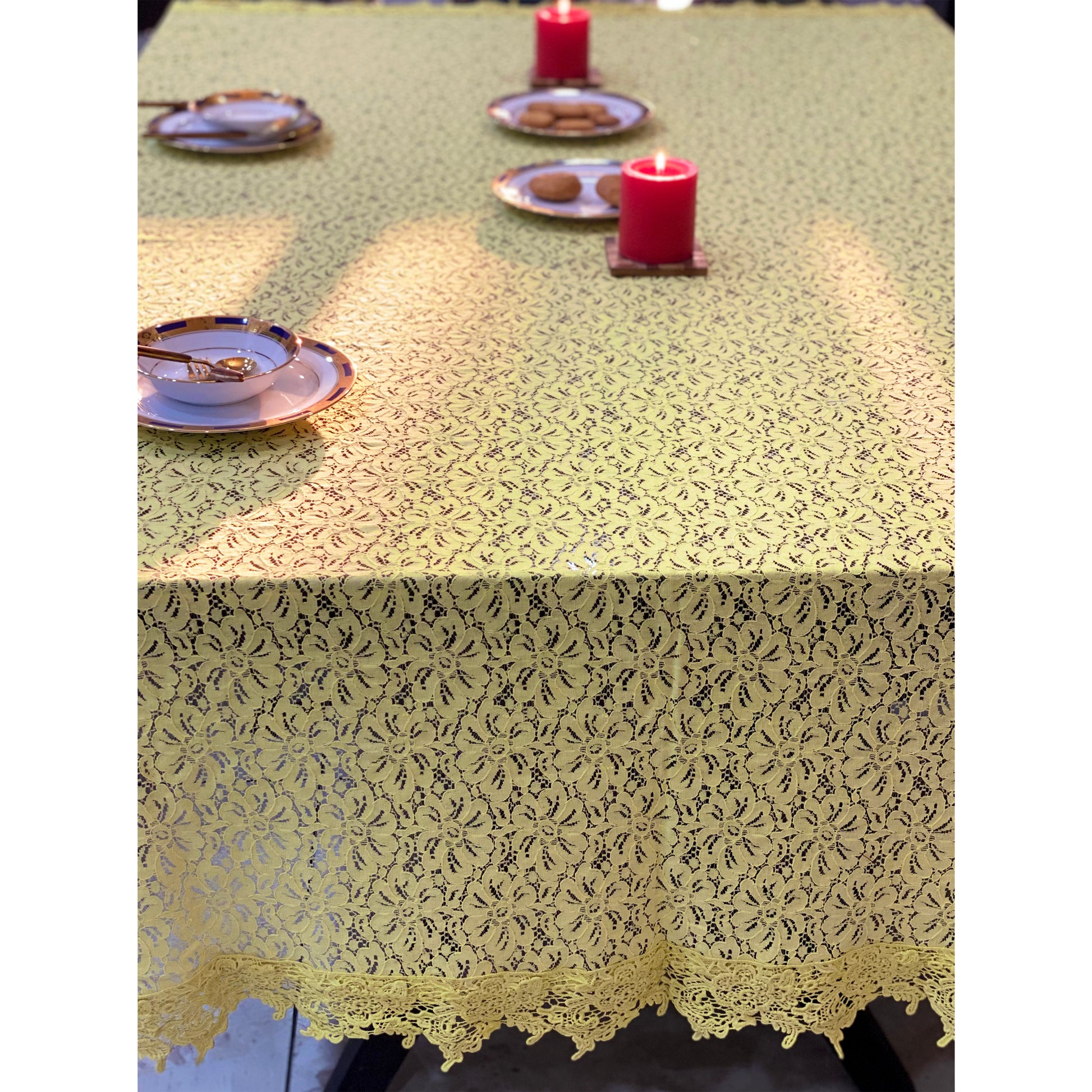 unique yellow table linen for baby shower parties