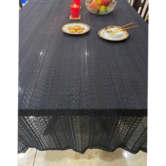 6 seater table cover cloth in black colour