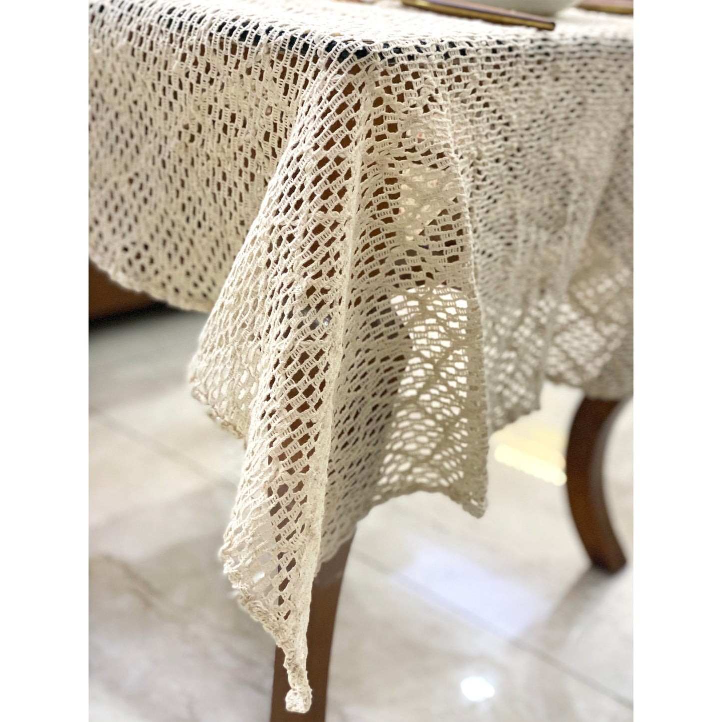 white crochet table cloth cover india