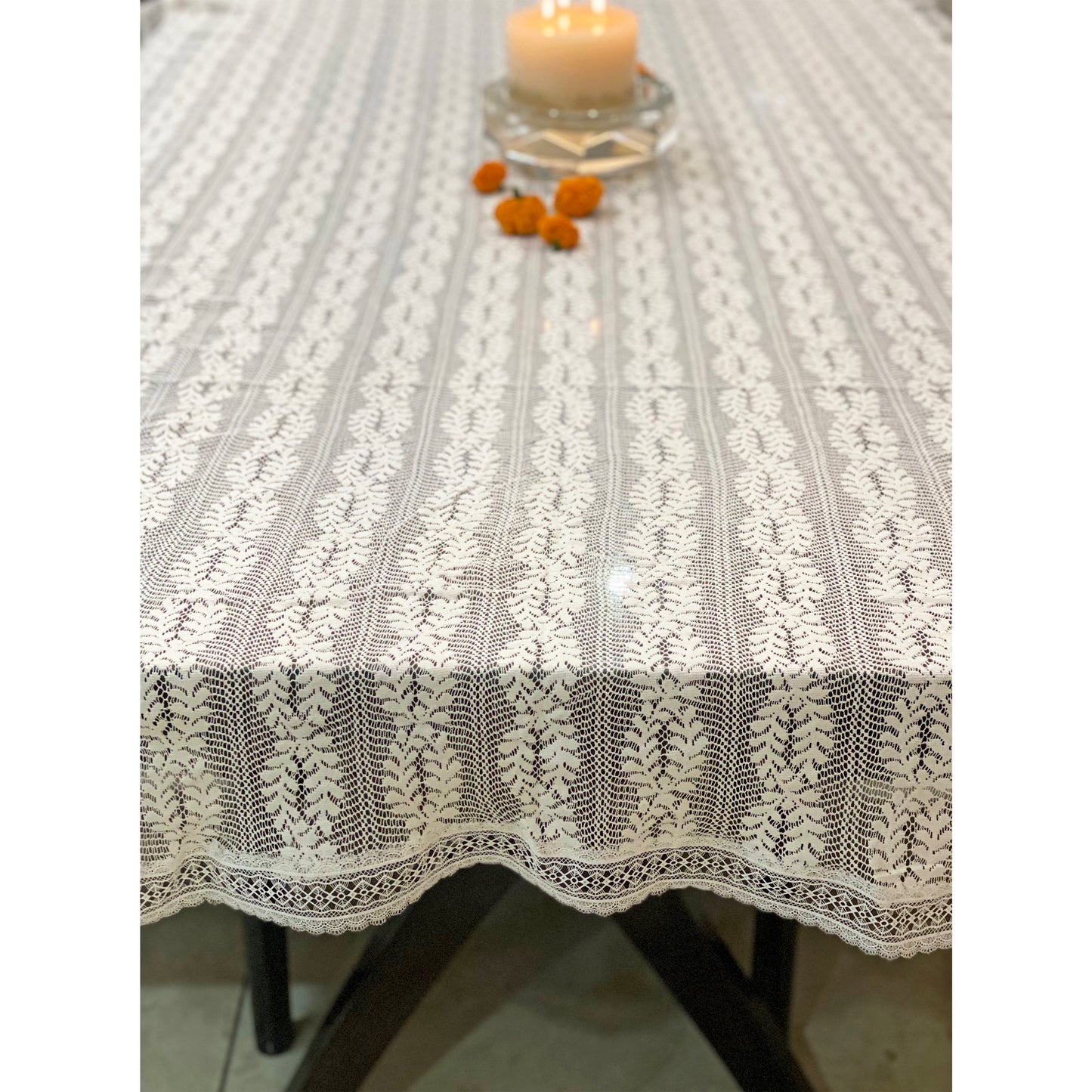 white net victorian style table linen for dinner parties