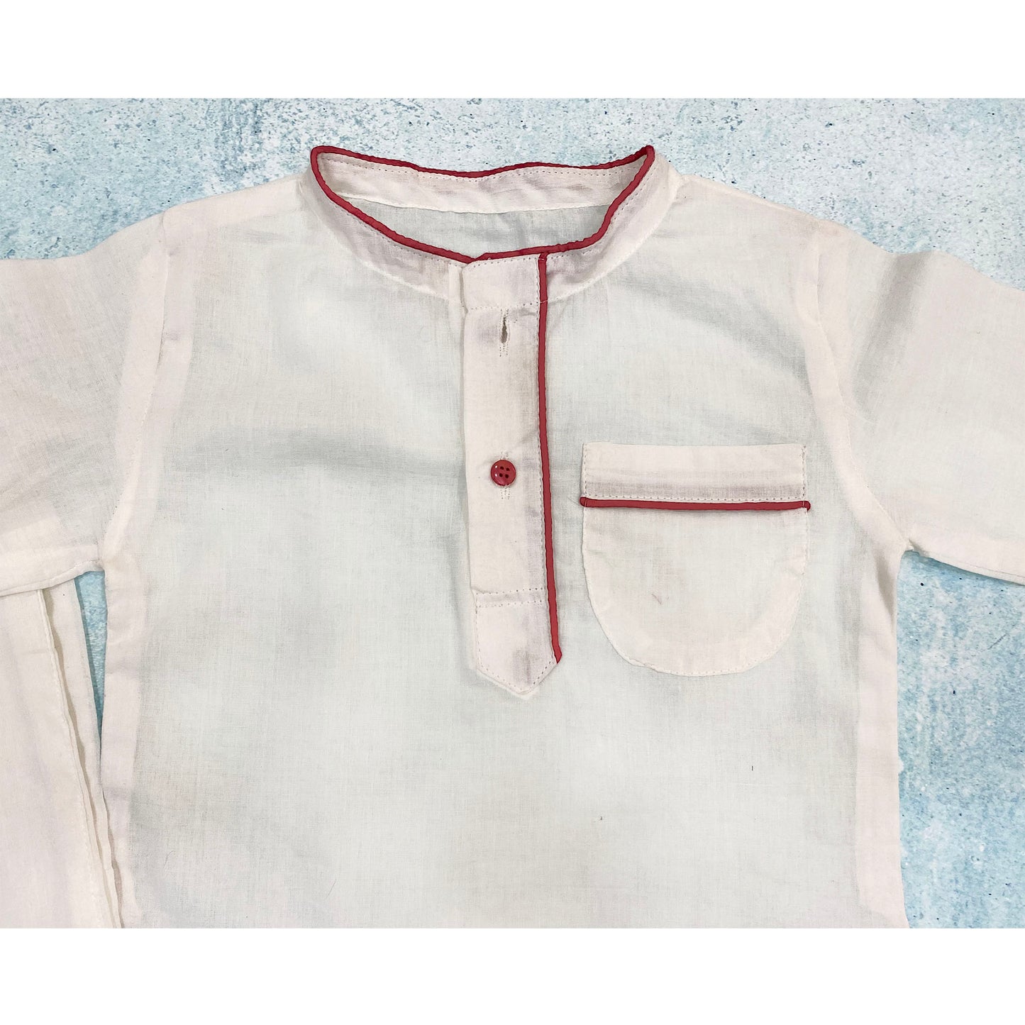 White Cotton Mul Kurta Pajama For Boys