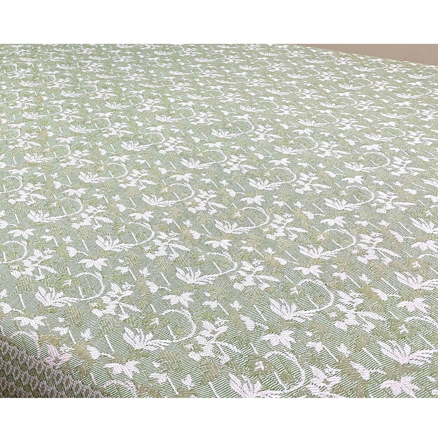 Pastel Green Jacquard Reversible Bed Cover