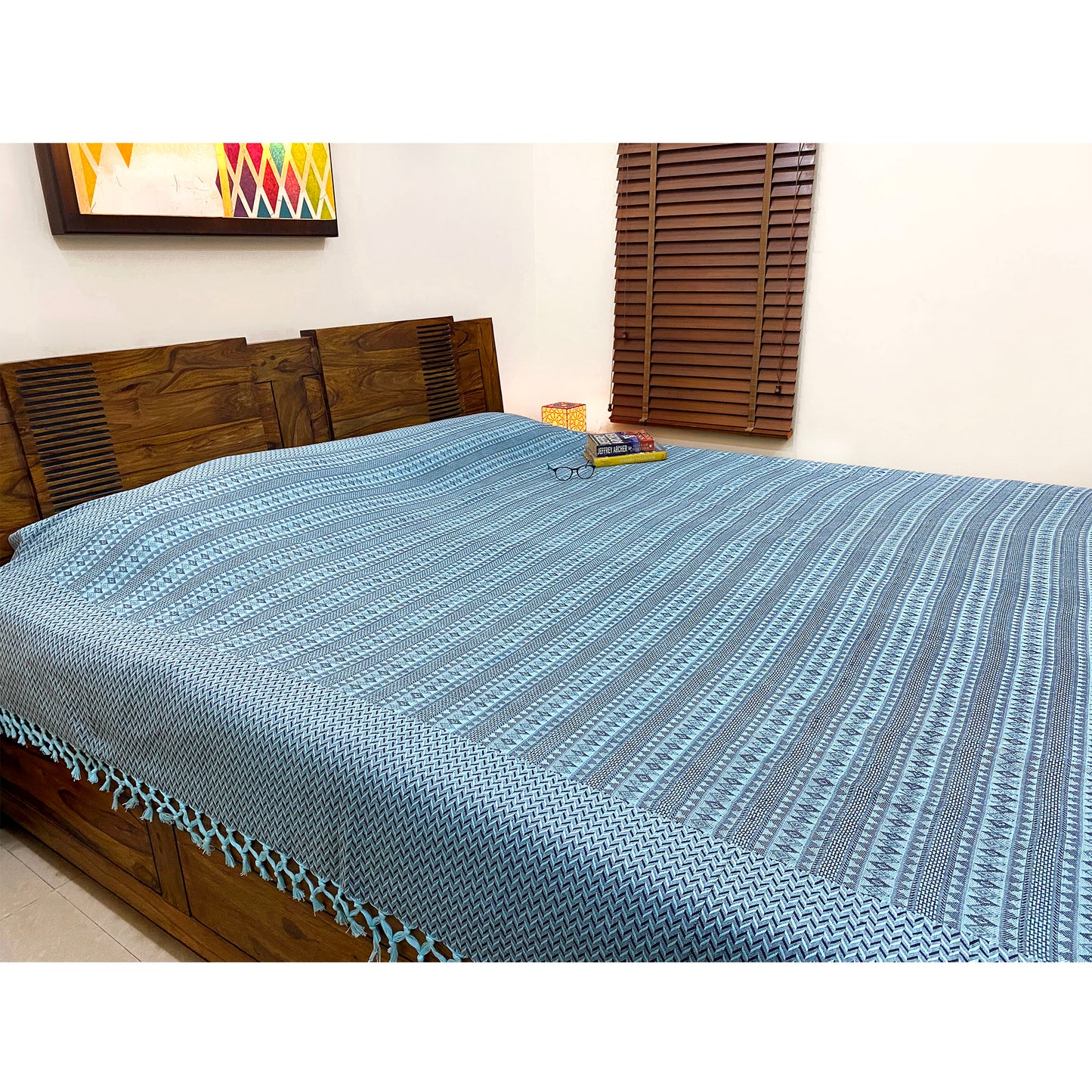 Intricately Woven Handloom Bed Cover