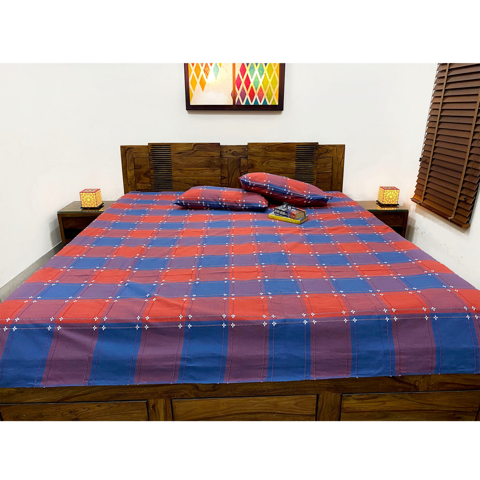 cotton king size bedsheet india in red colour