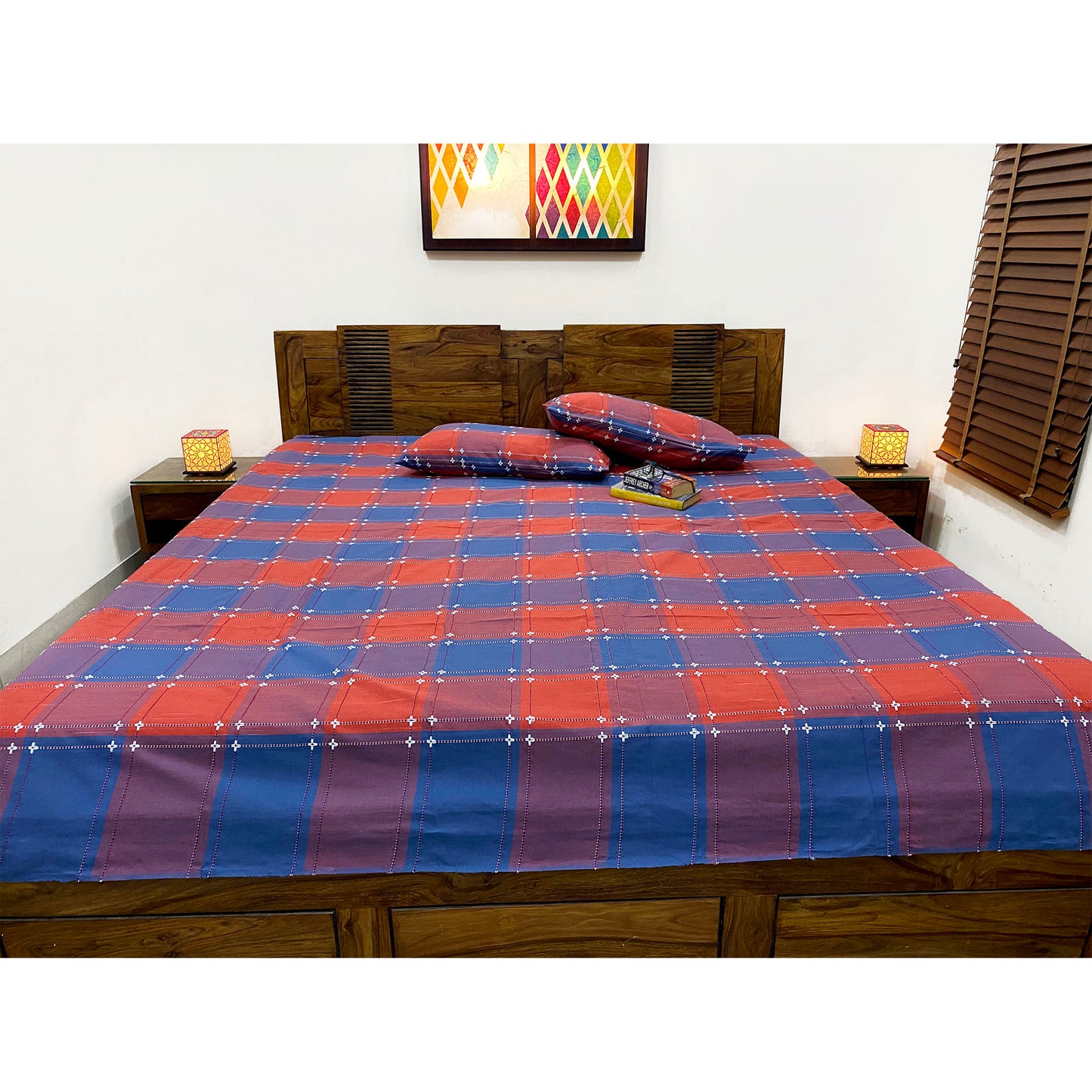  cotton king size bedsheet india in red colour
