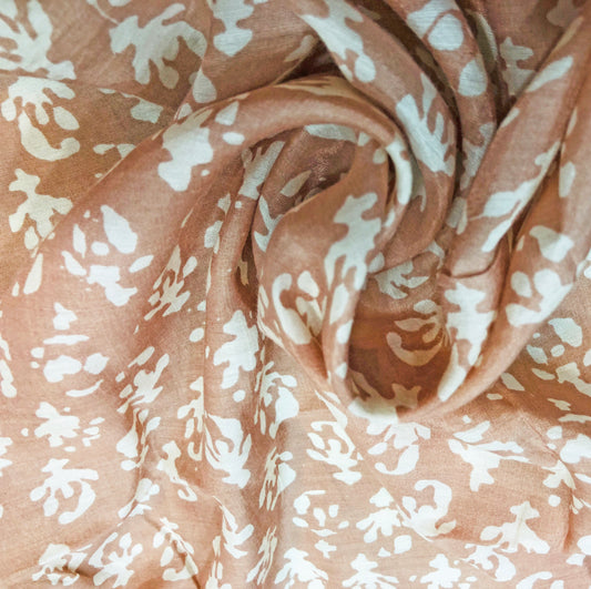 Peachy Printed Cotton Silk Fabric