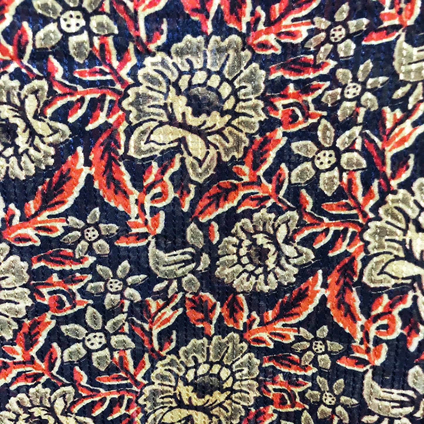 Tusser Kantha Gold & Red Exotic Print