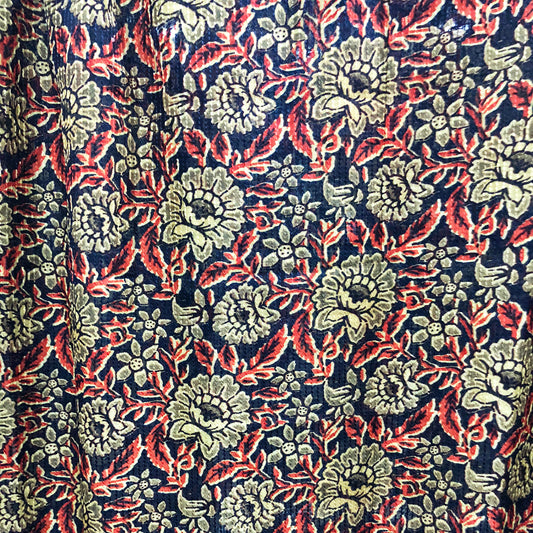 Tusser Kantha Gold & Red Exotic Print