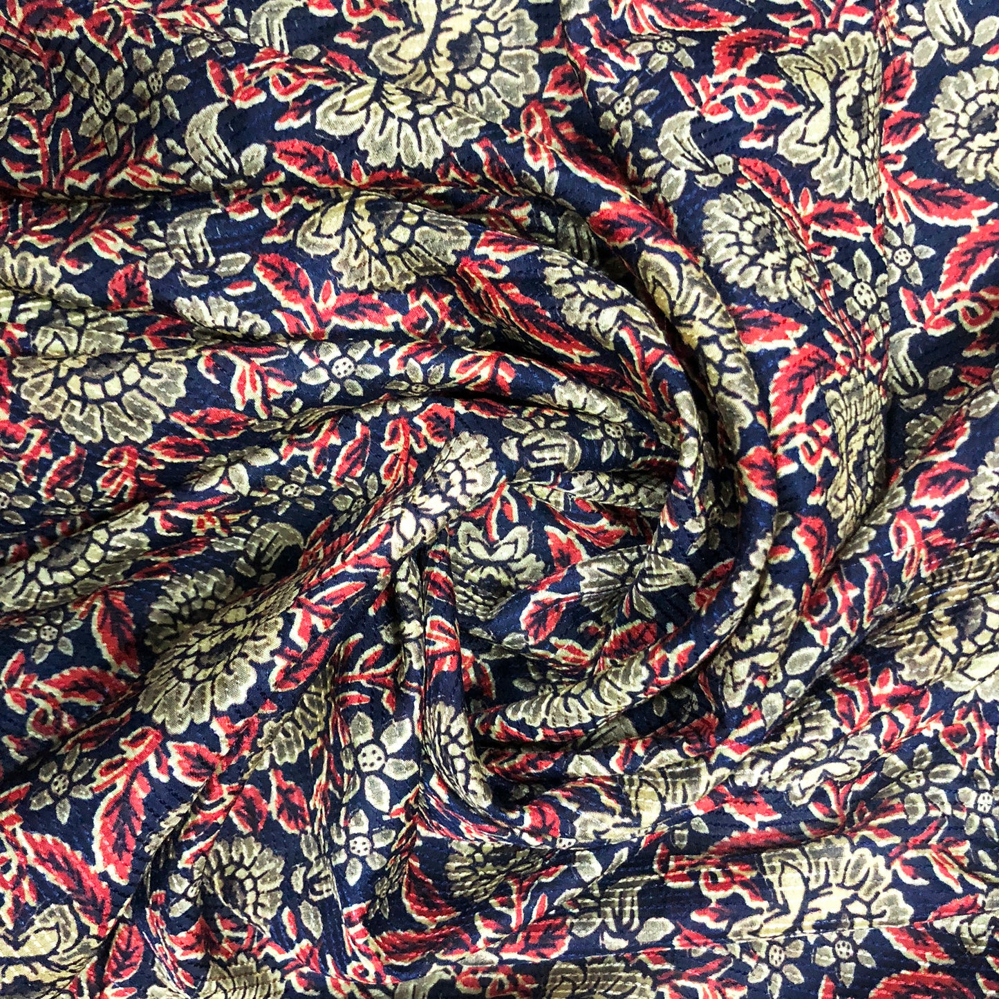 Tusser Kantha Gold & Red Exotic Print