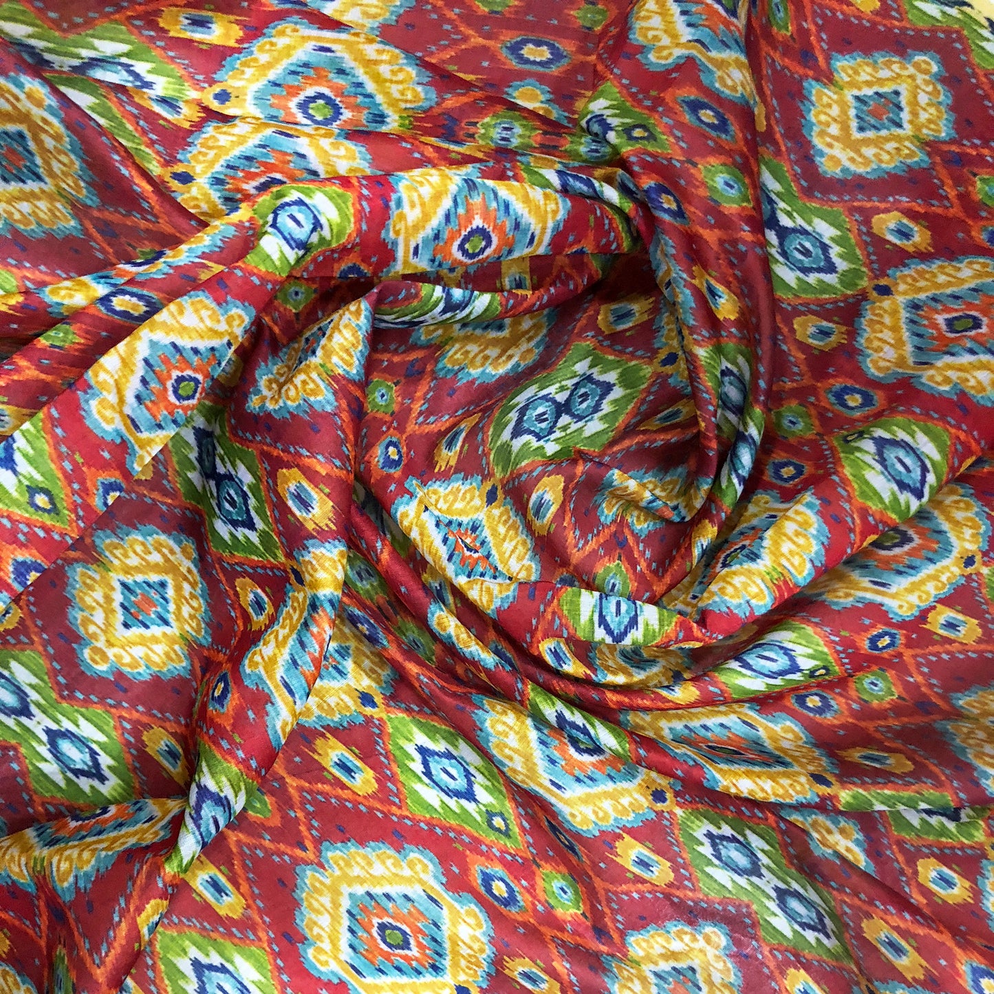 Tusser Silk Ikat Fusion Print