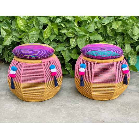 Pink Salt Luxe Cushy Pouffe(Twin Set)