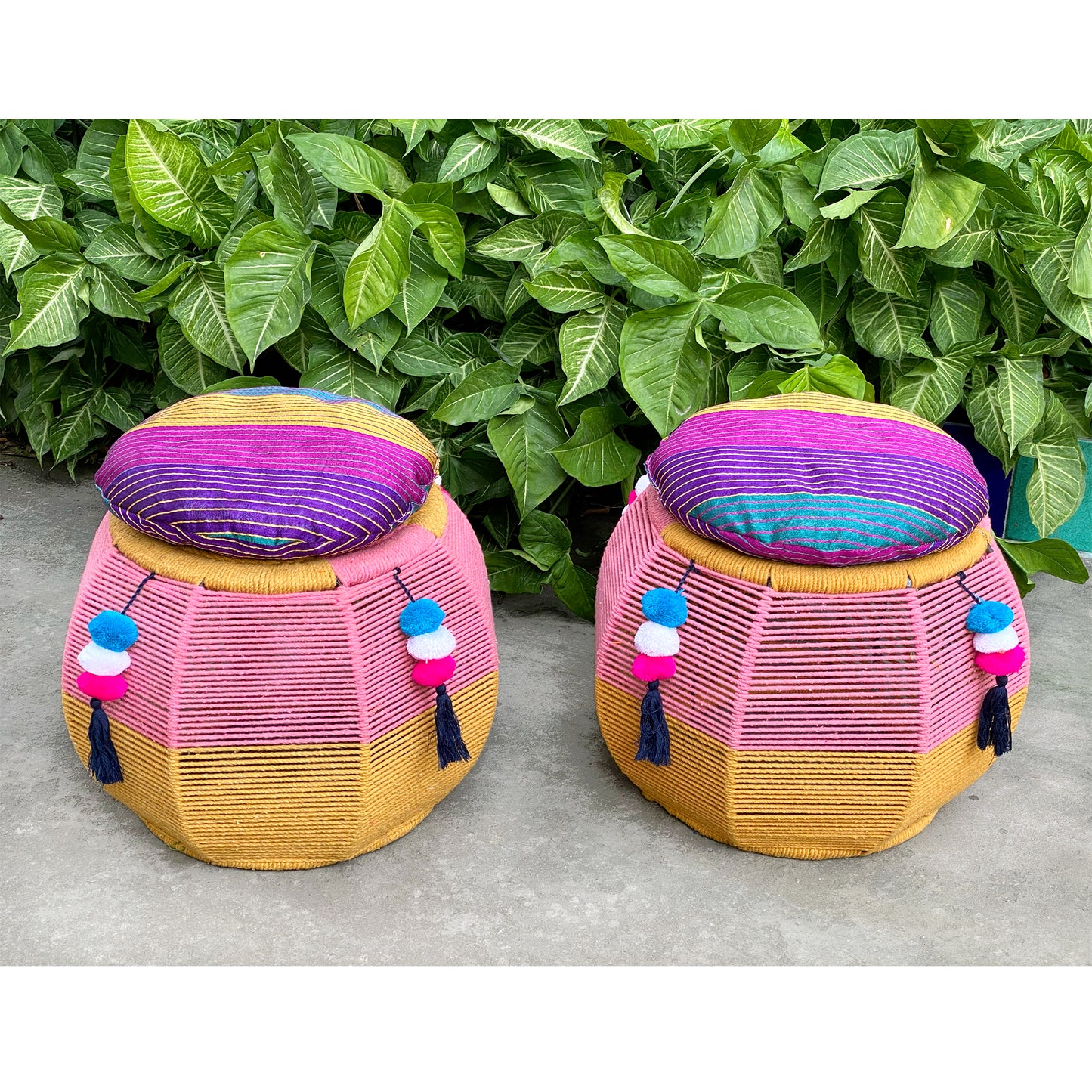 Pink Salt Luxe Cushy Pouffe(Single Piece)