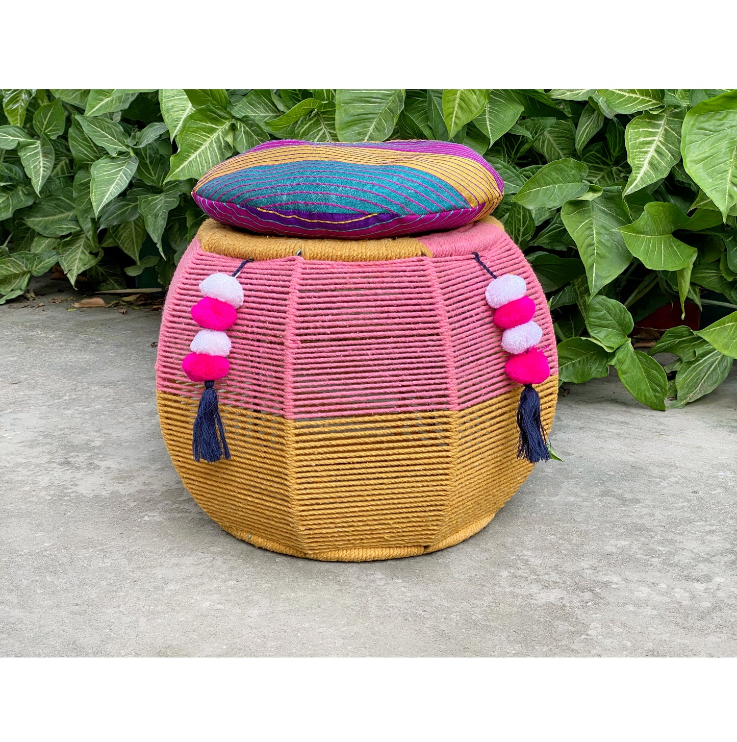 Pink Salt Luxe Cushy Pouffe(Single Piece)