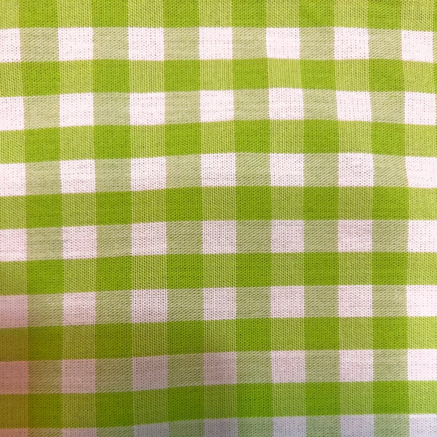 Cotton Checkered Green & White Print