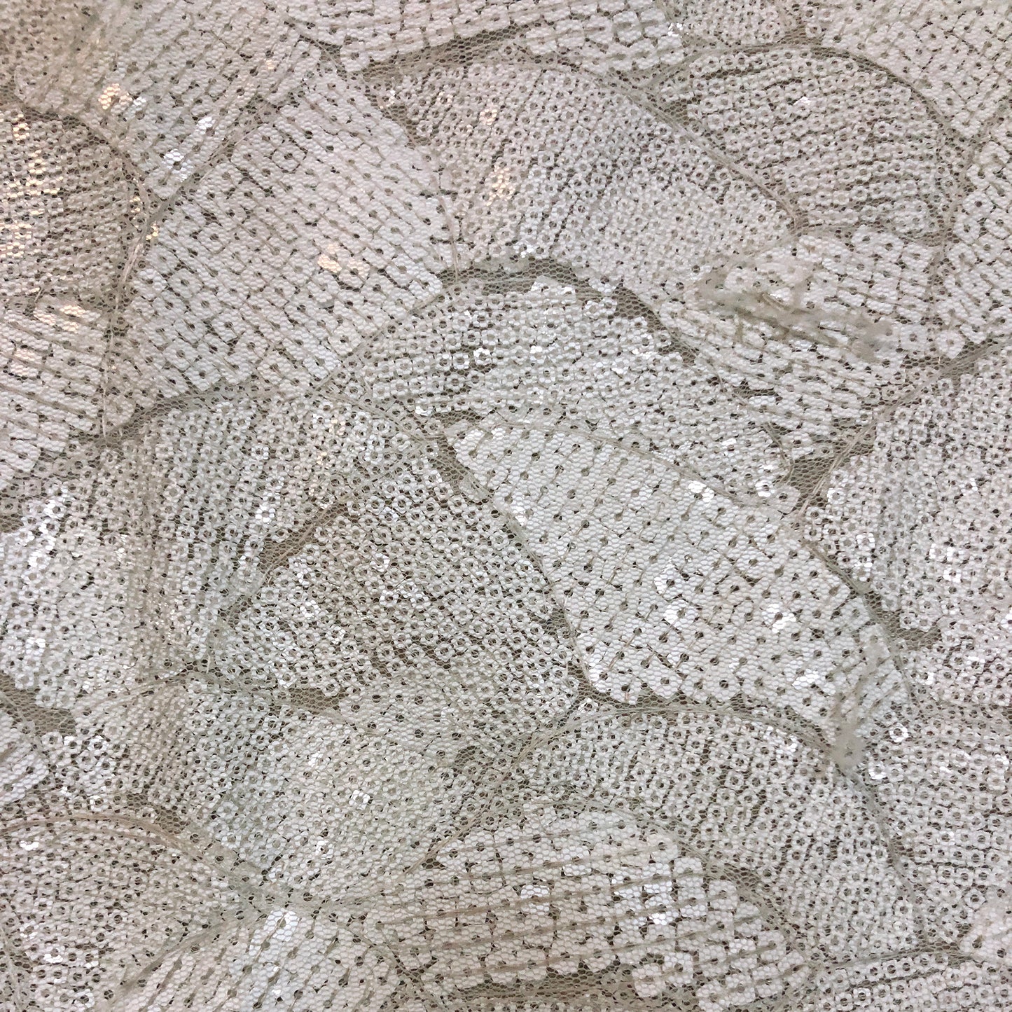 Sequin Work White Festive Fabric