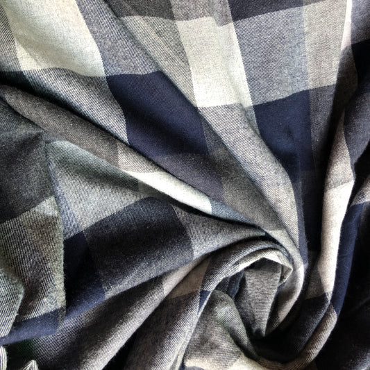 Blue & White Checkered Flannel Cotton Print