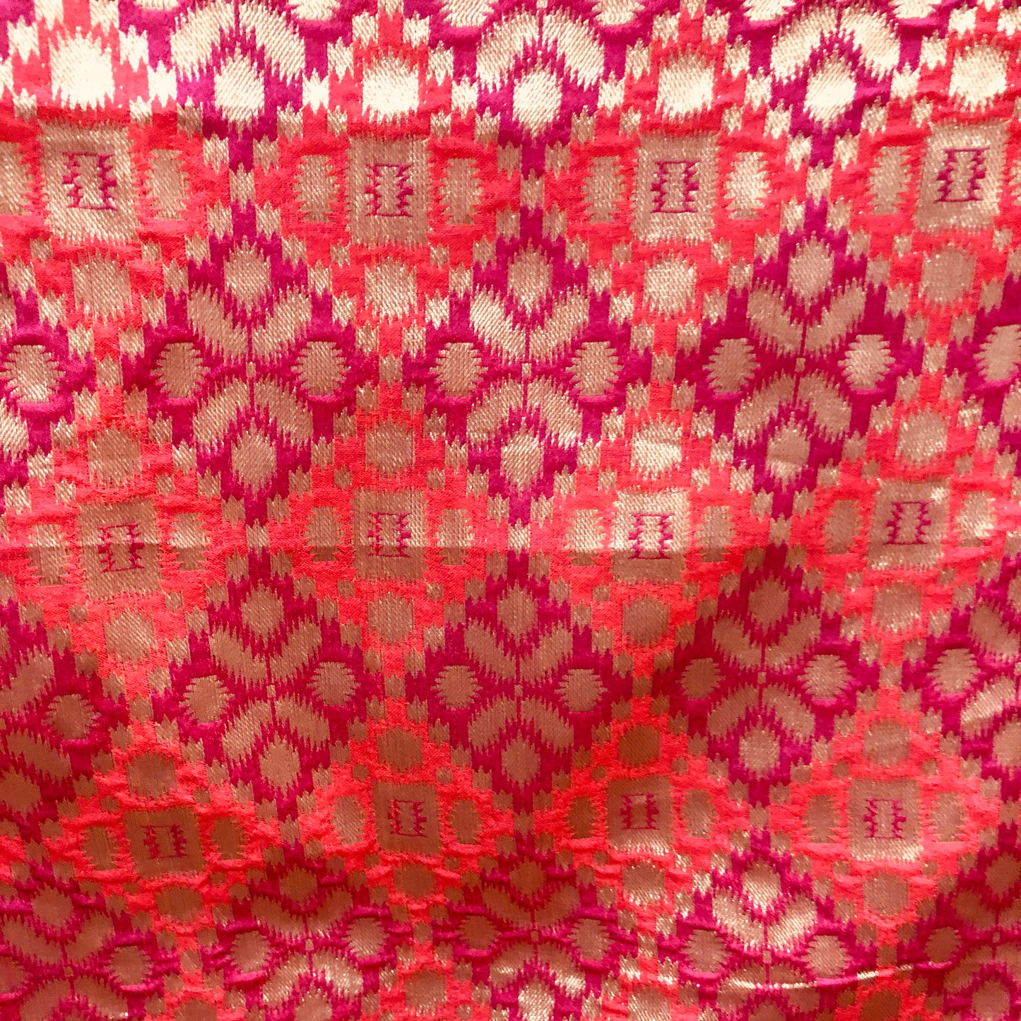 Magenta & Orange Luxe Brocade Fabric