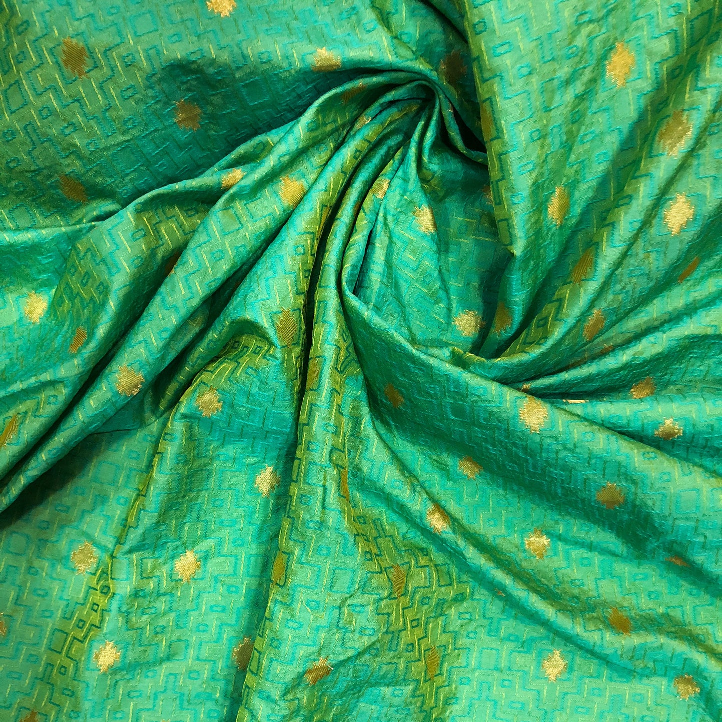 Green Brocade Traditional Print