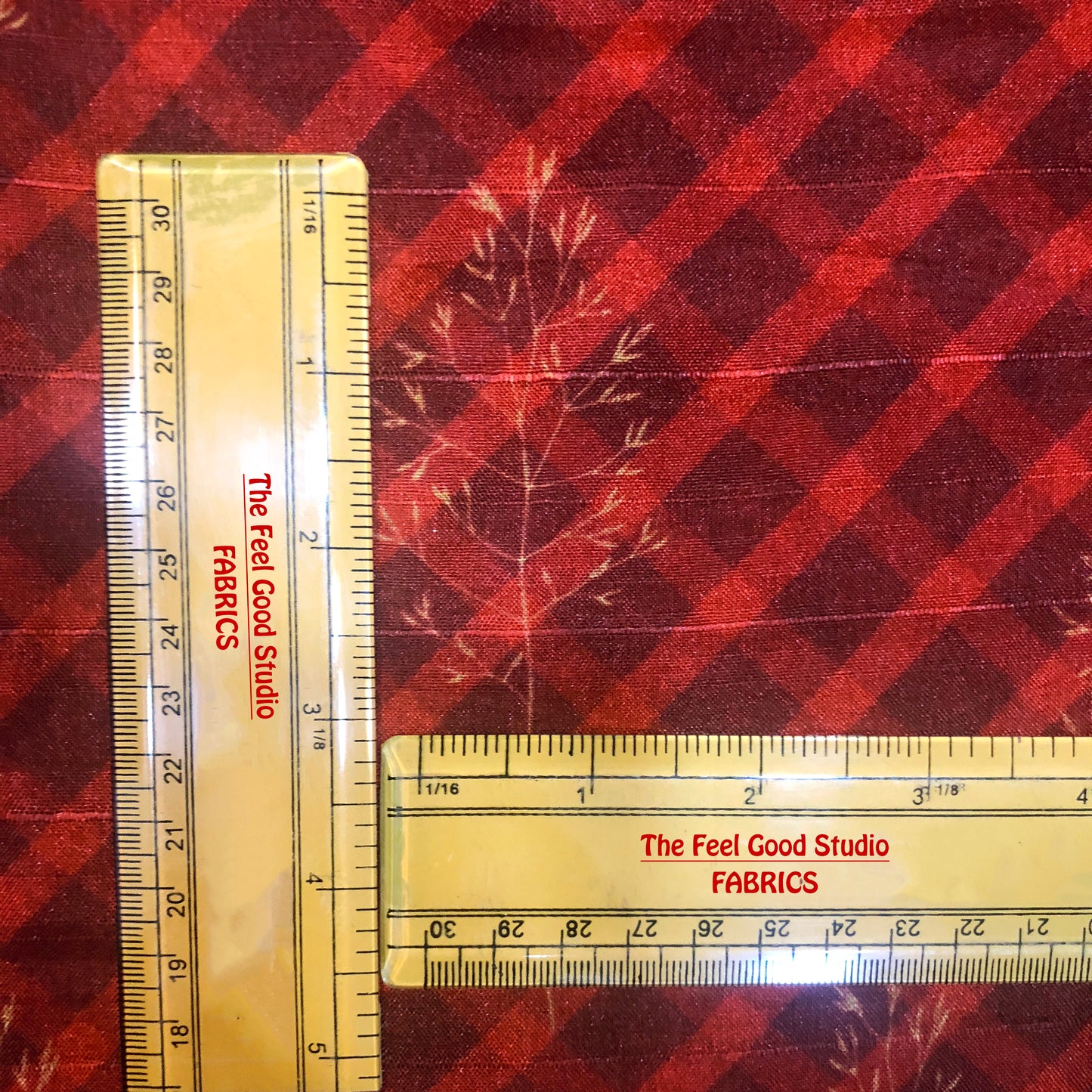 Classic Maroon & Rust Checkered Flowery Tussar Fabric