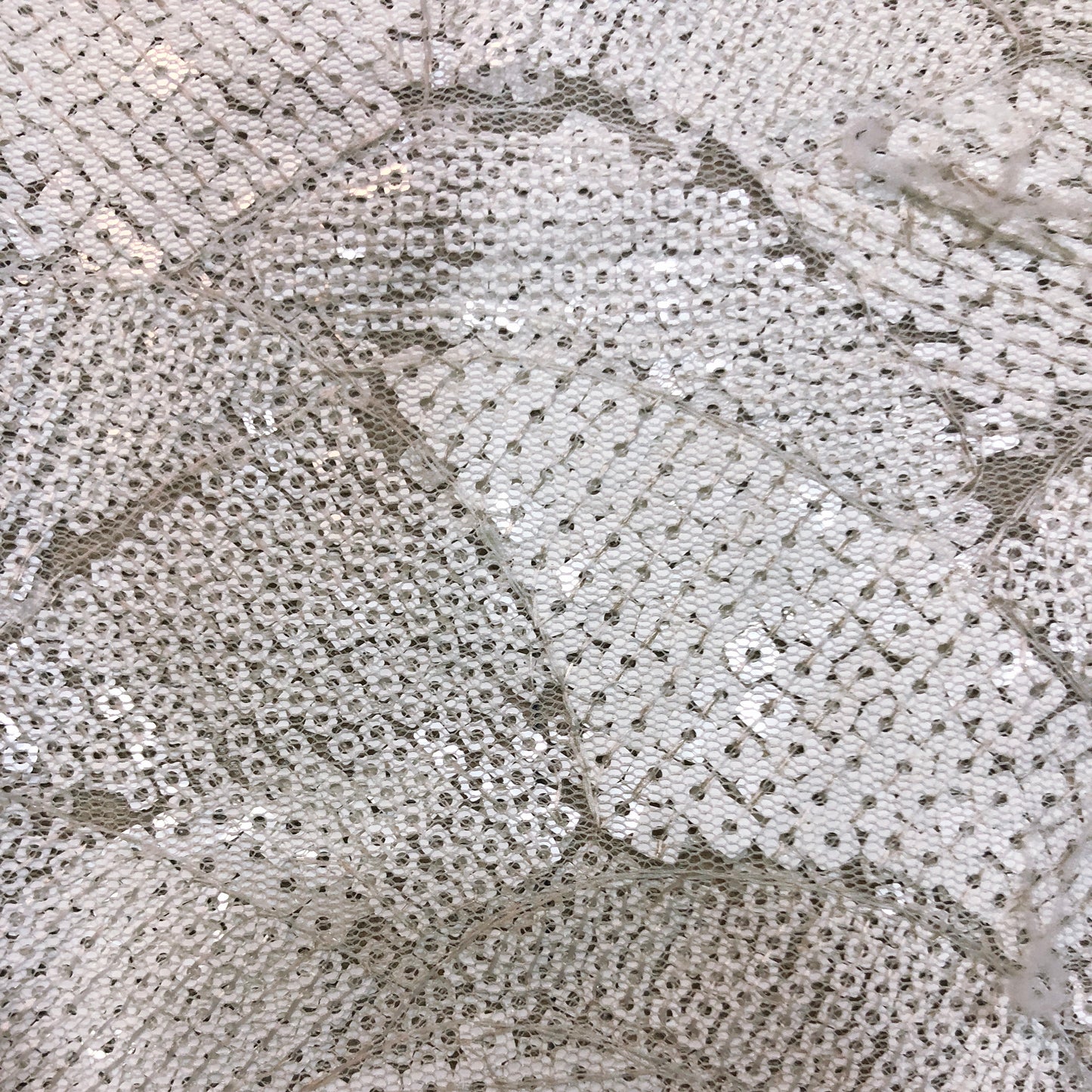 Sequin Work White Festive Fabric