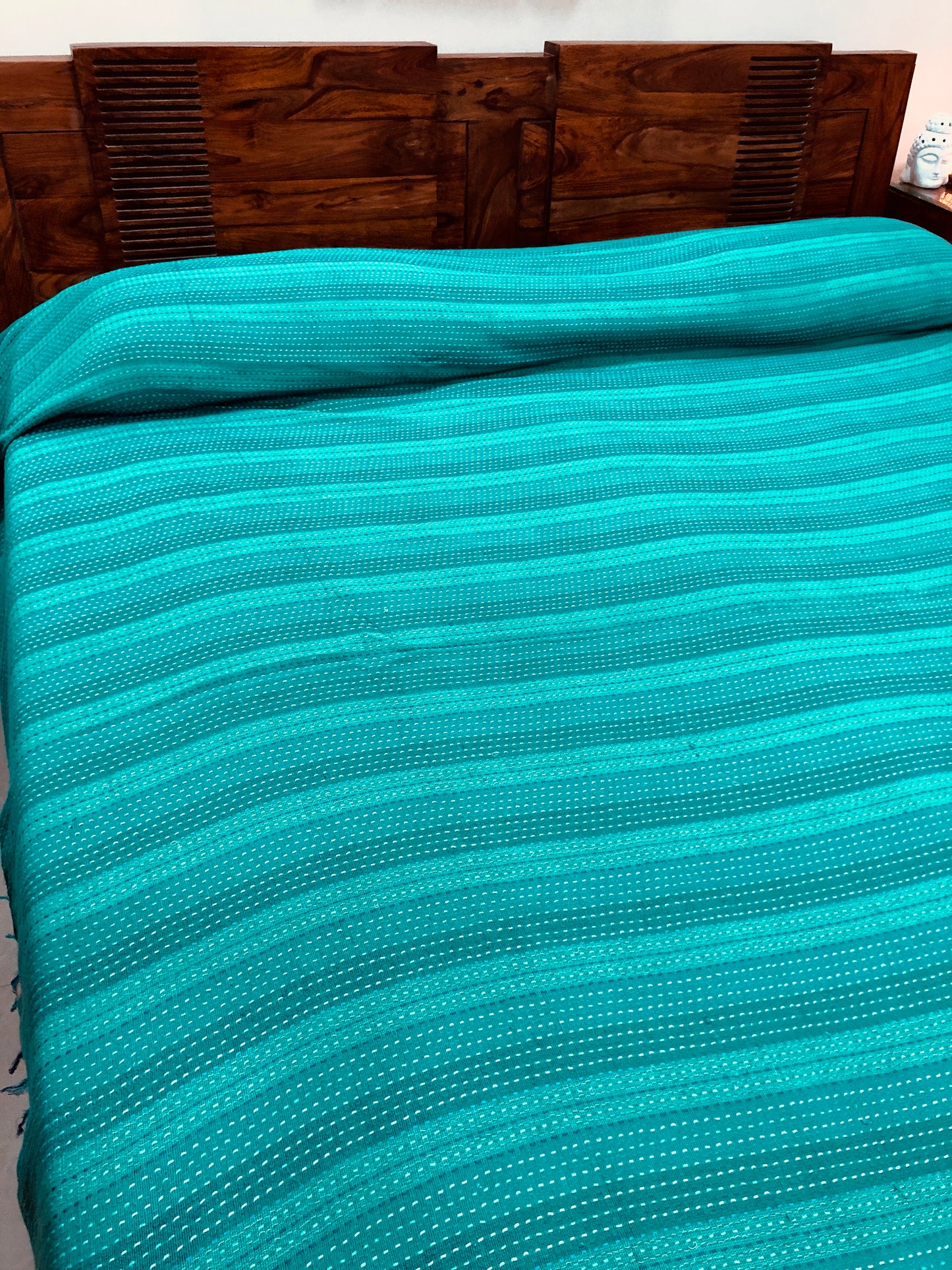 blue king size bedcover handloom india