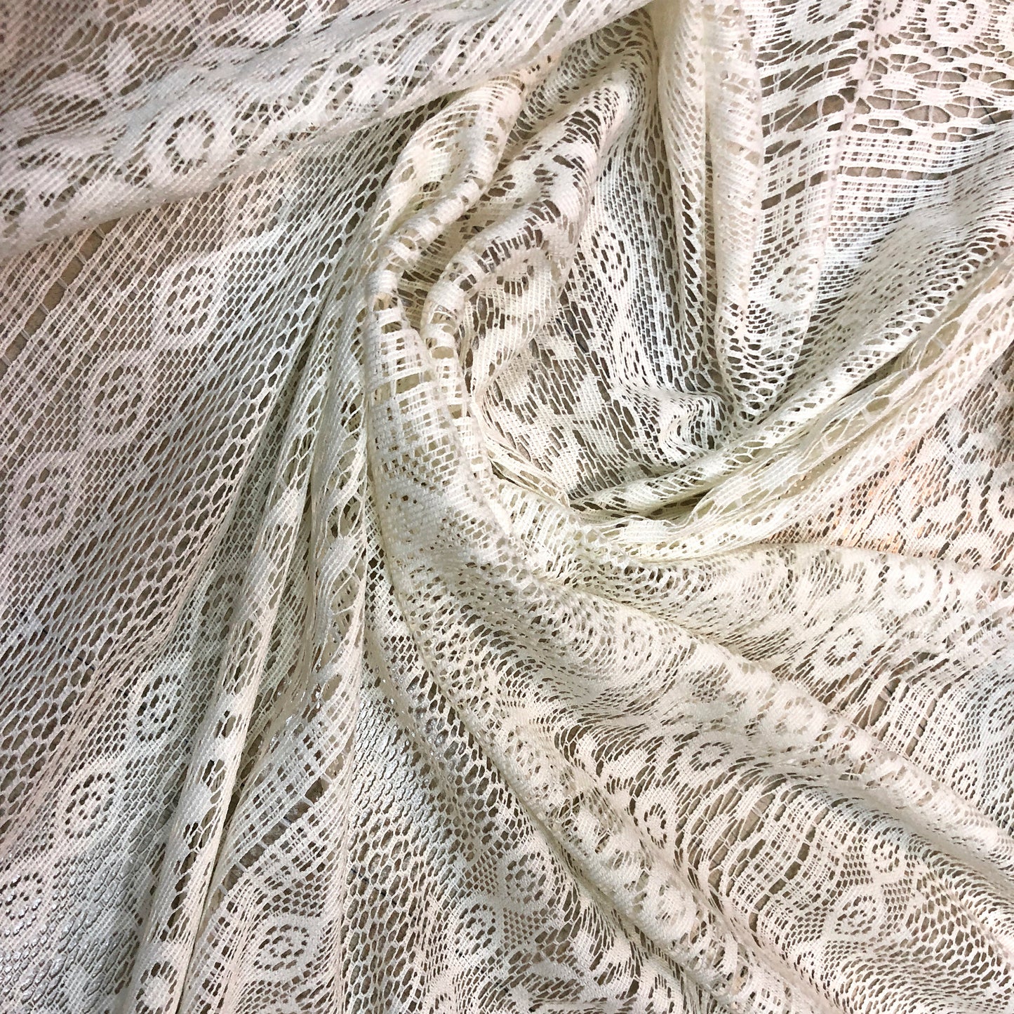 white lacy net fabric