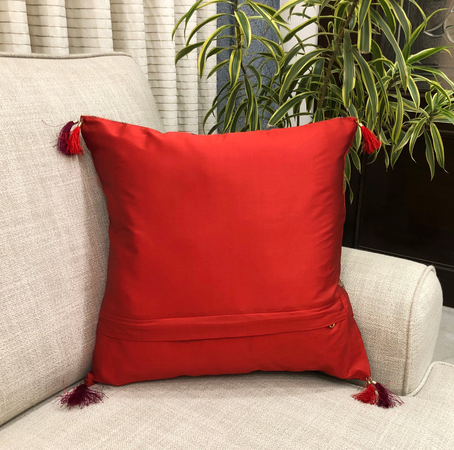 Traditional Indo Tussar Silk Cushion Cover