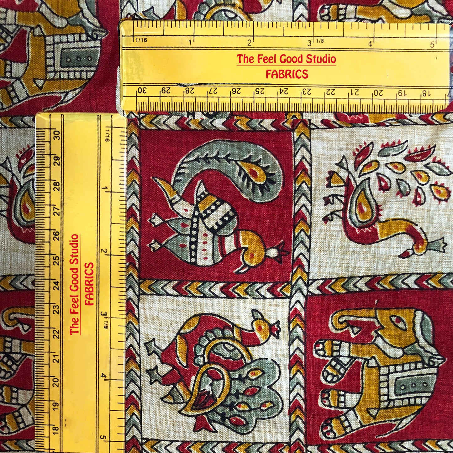 Tusser Silk Haathi Mor Dosti Print