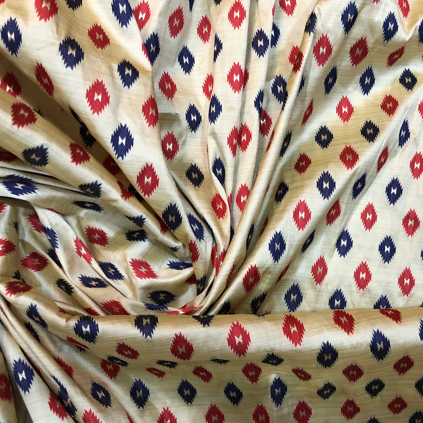 Tusser Patola Silk Red Blue Print