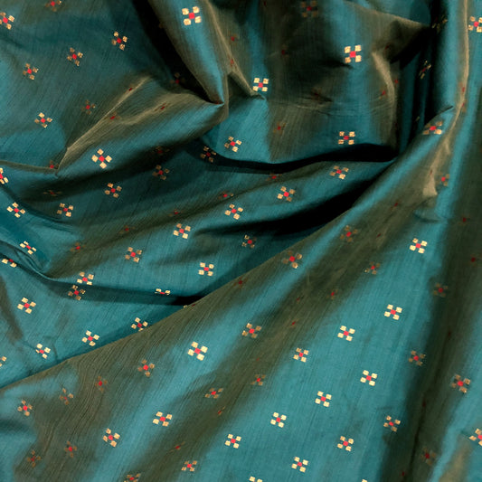 Teal Blue Brocade Print
