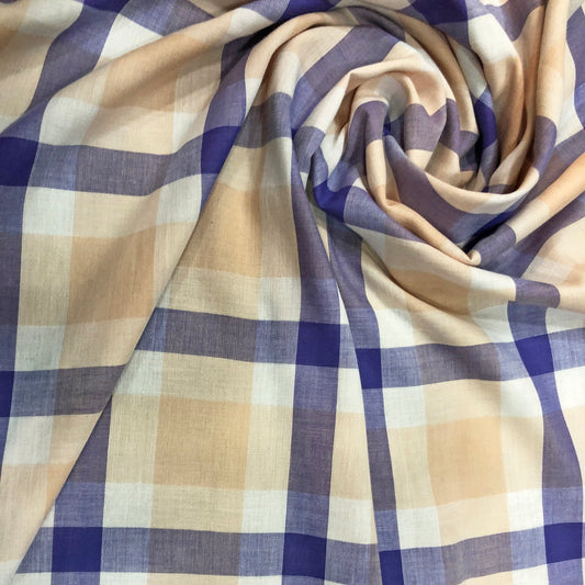 Summer Cotton Blush Pink & Blue Checkered Print