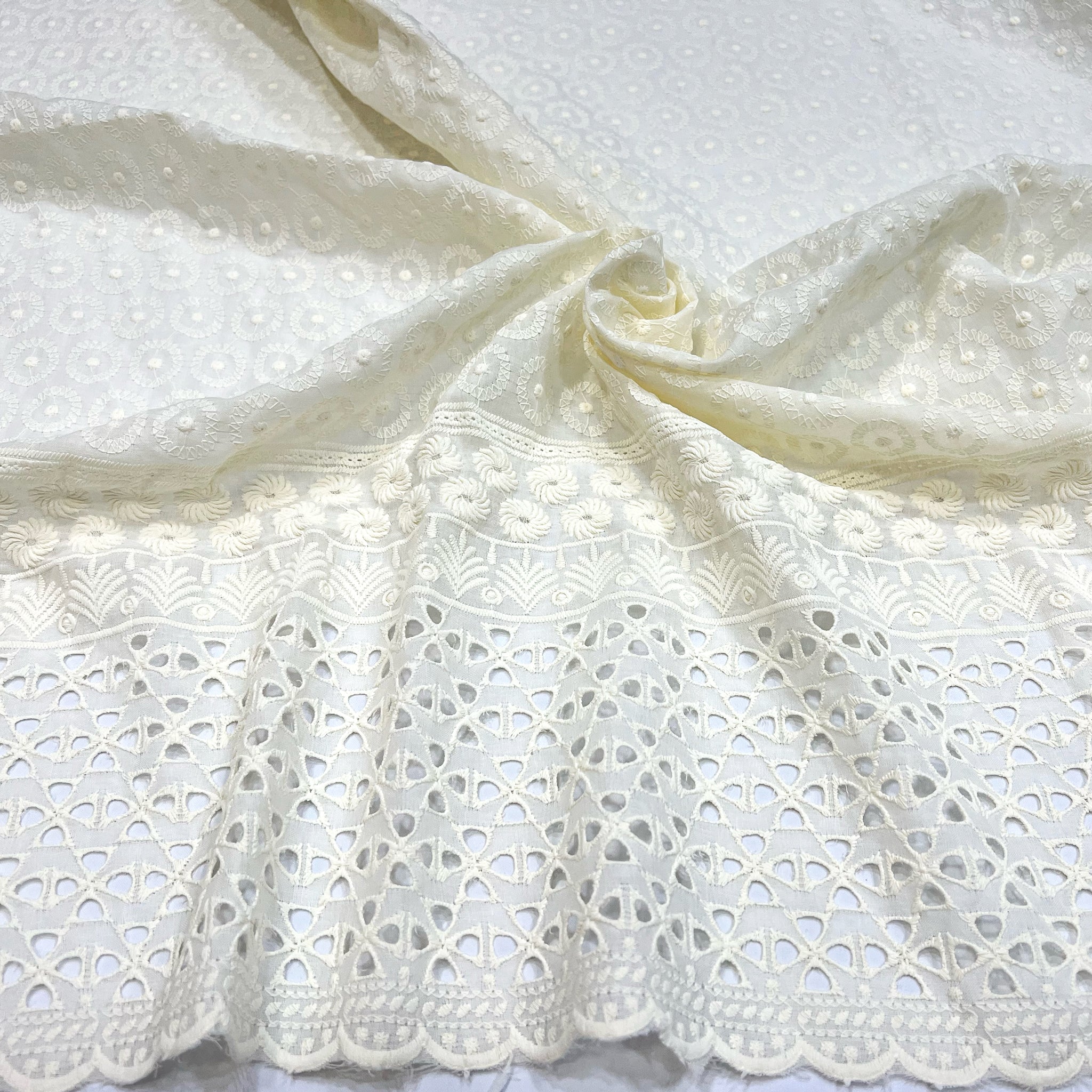 Cotton Fabric, off White Eyelet Fabric by the Yard, Eyelet