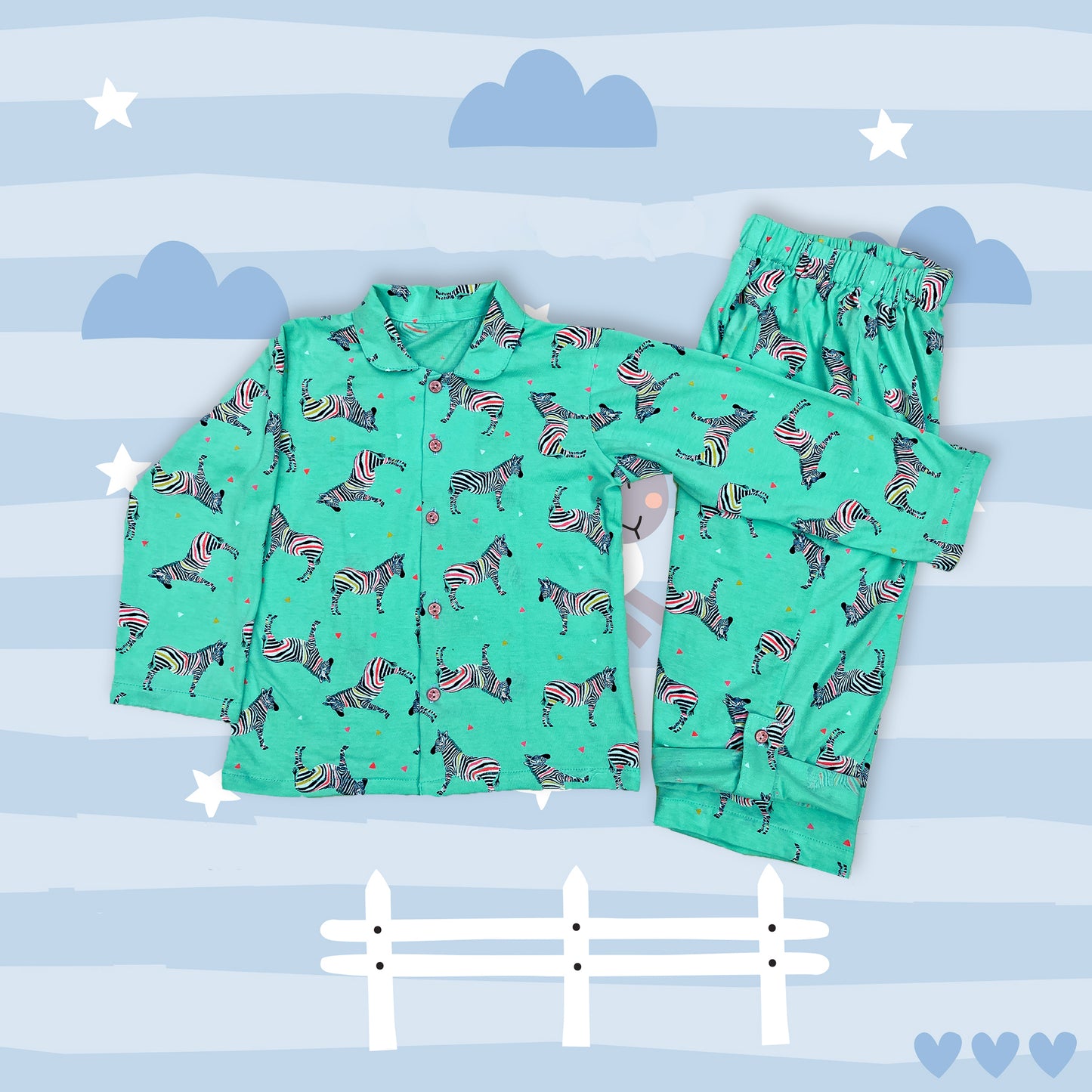 Cute Zebras Girls Night Suit