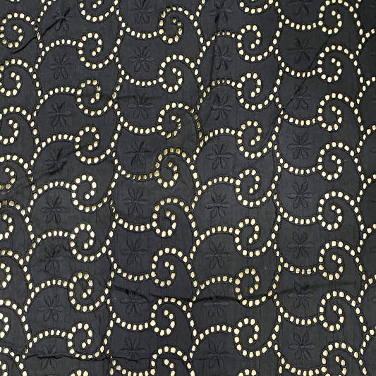 Premium Black Eyelet Hakoba Fabric
