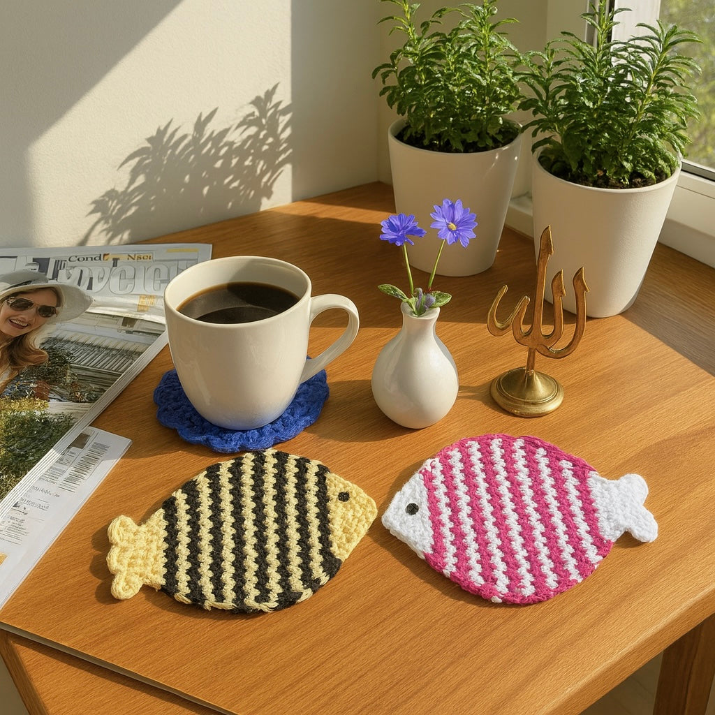 Pink Fish Coasters (Set of 2)