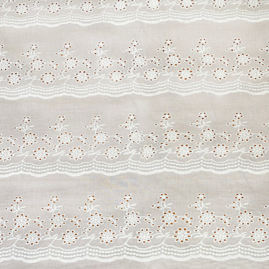 floral print white dyeable schiffli fabric