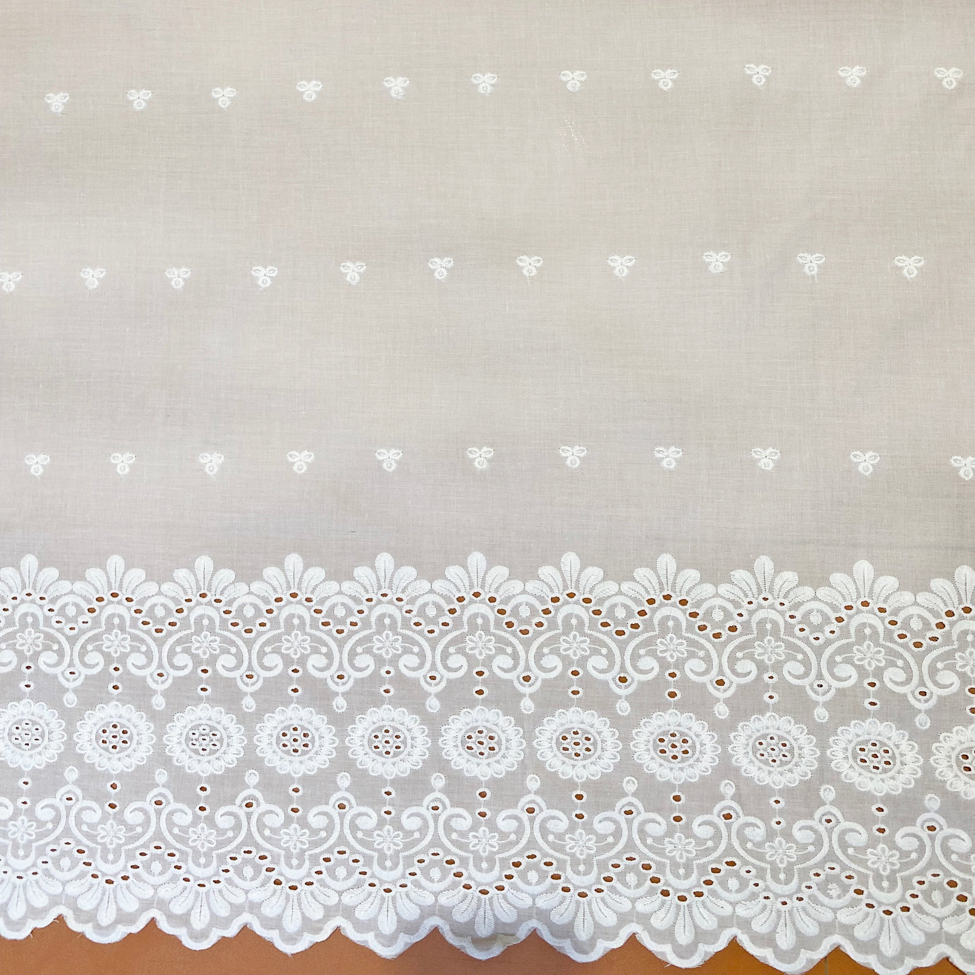 white border hakoba schiffli fabric for white kurta