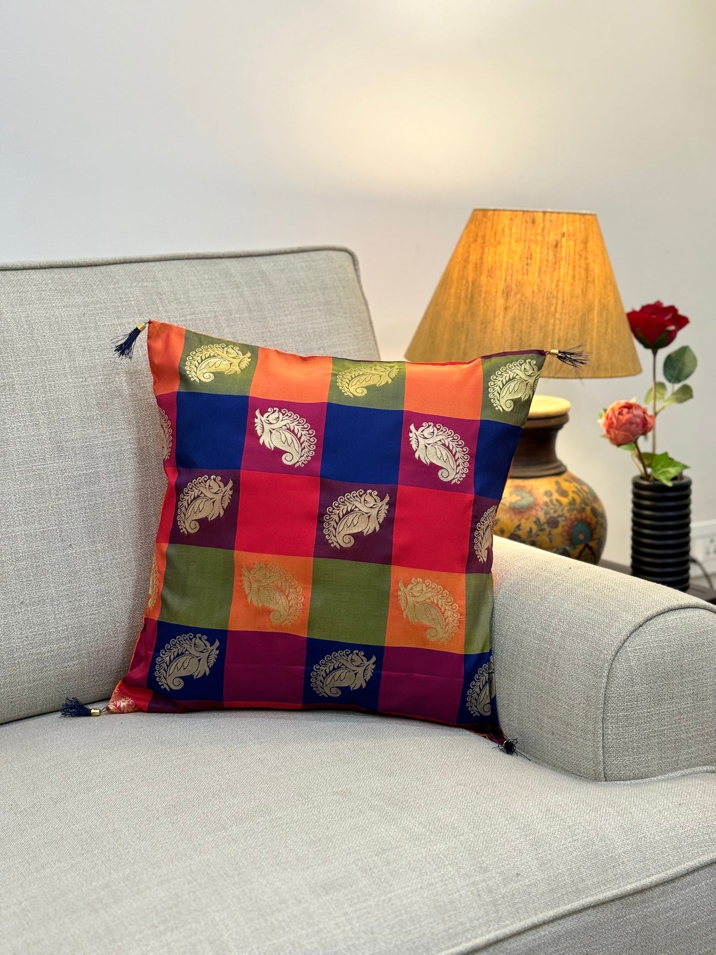 Multicoloured Paisley Cushion Cover