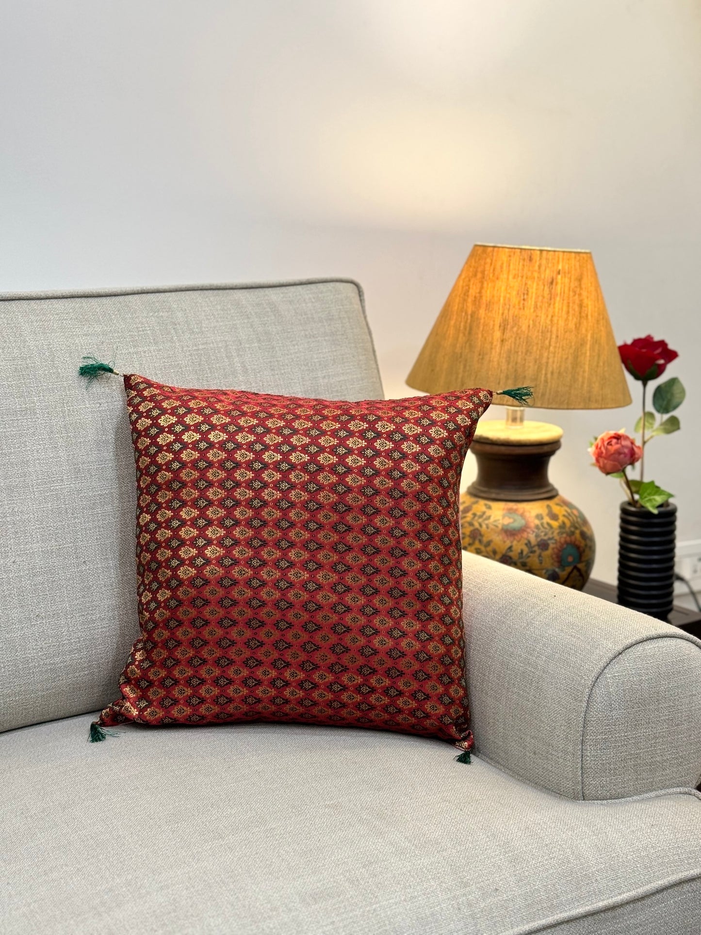 Festive  Printed Silk Cushion Cover