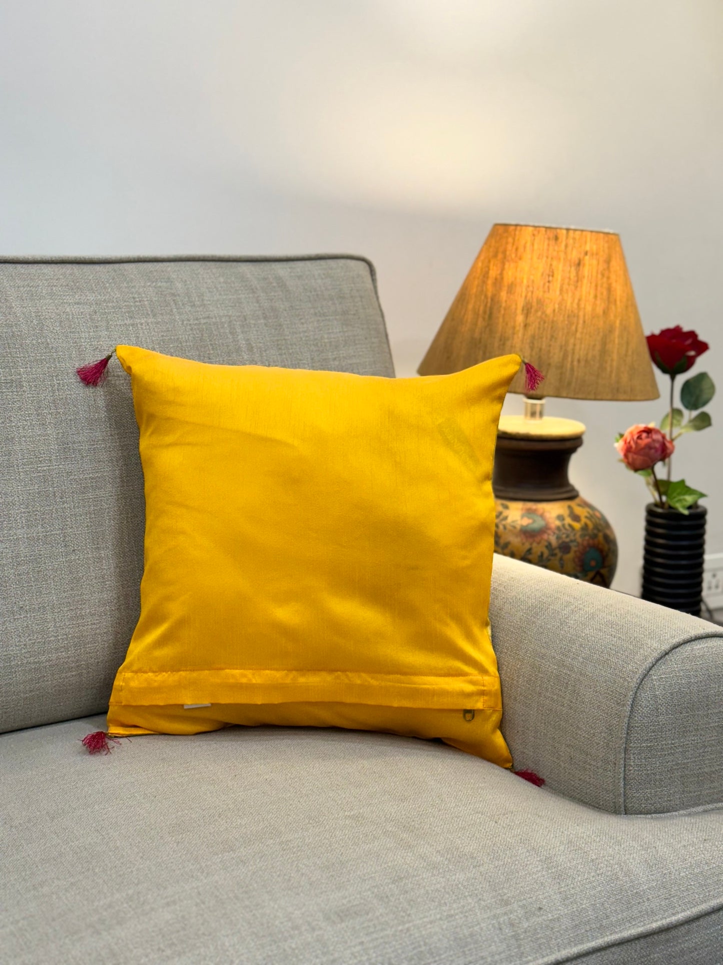 Light Canary Yellow Silk Cushion Cover