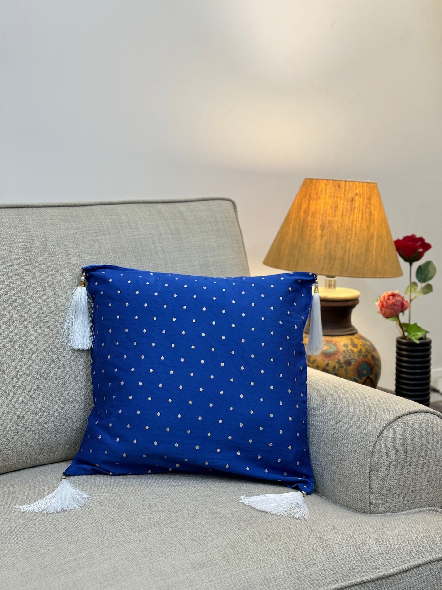 Cobalt Blue Festive Cushion Cover