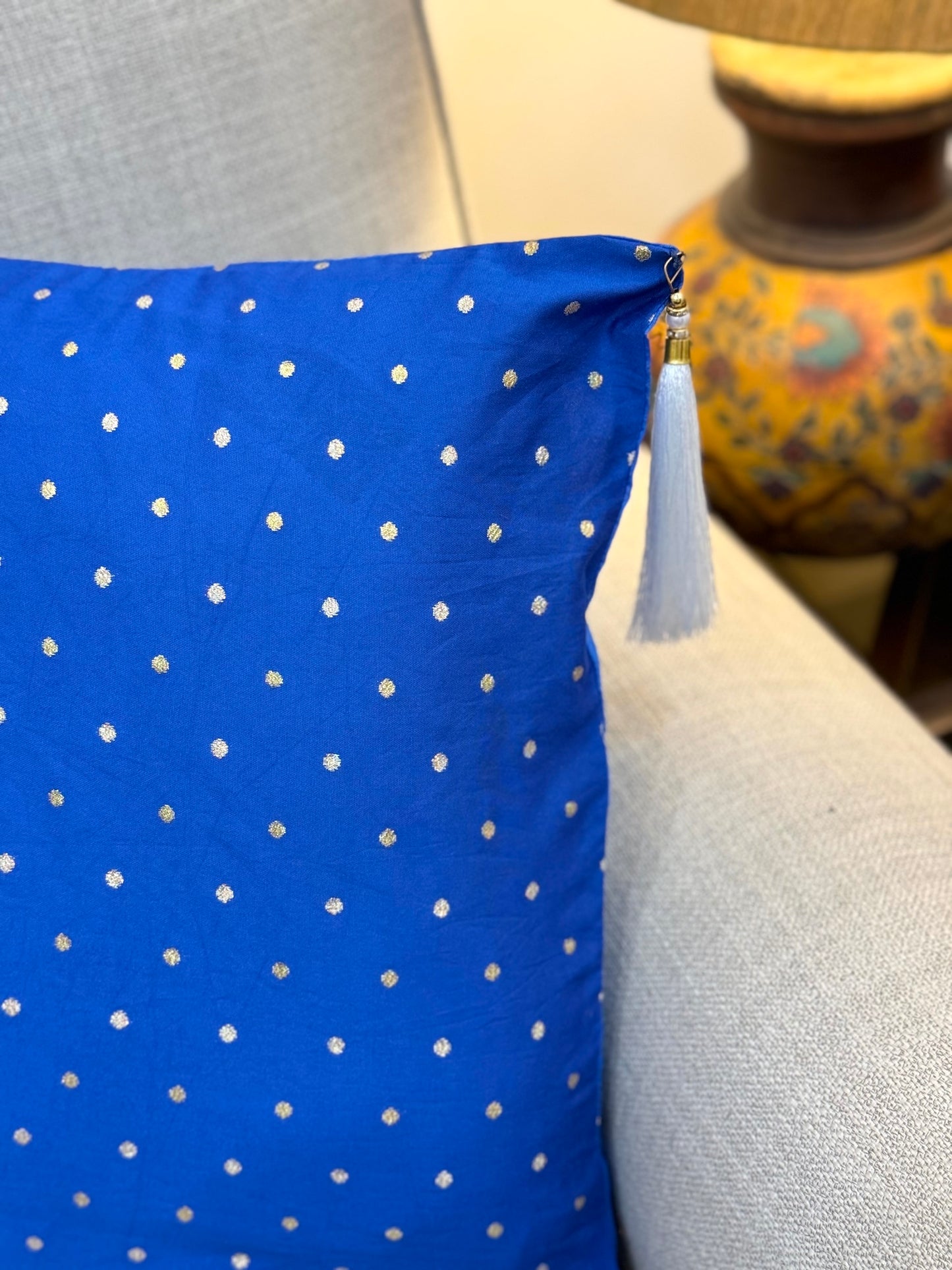 Cobalt Blue Festive Cushion Cover