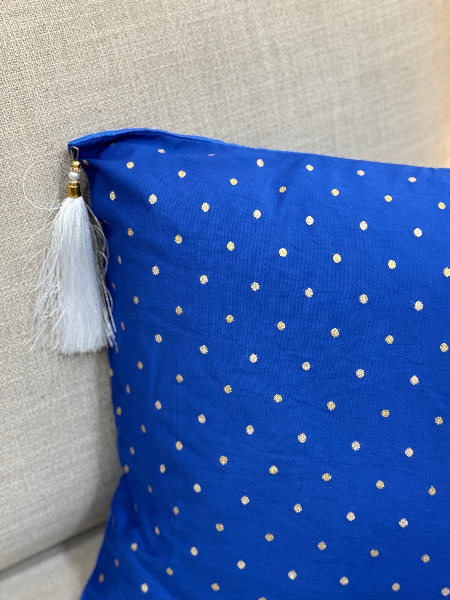 Cobalt Blue Festive Cushion Cover