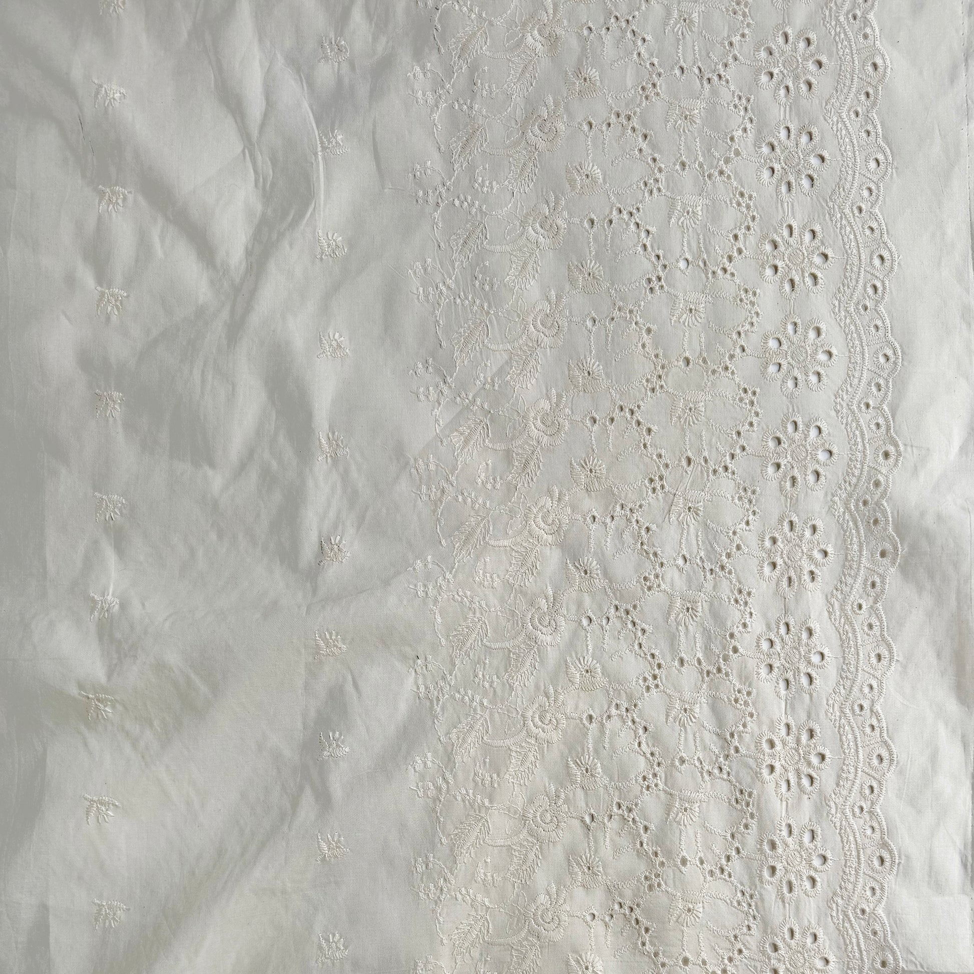 heavy border off white hakoba cutwork fabric