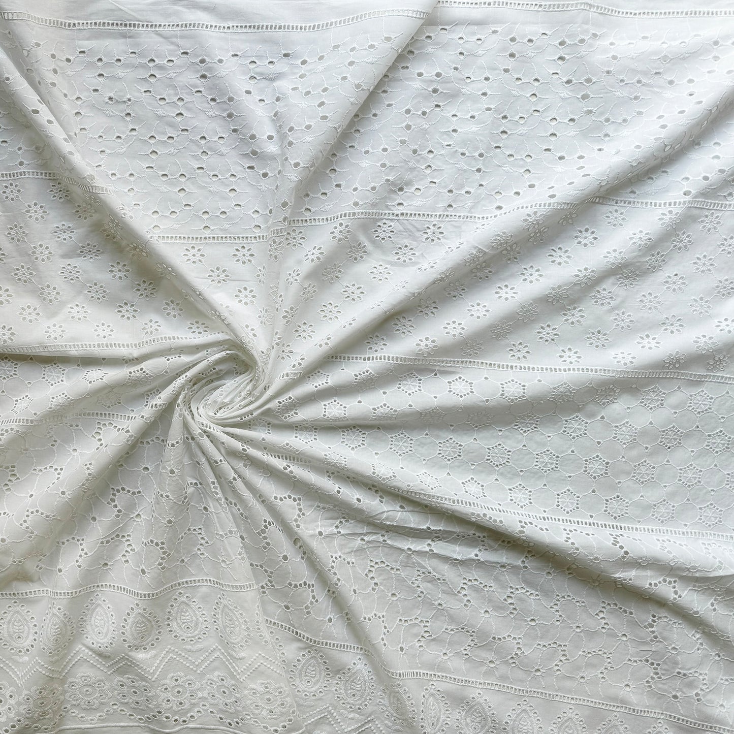 Dyeable White Complex  Hakoba Eyelet Fabric