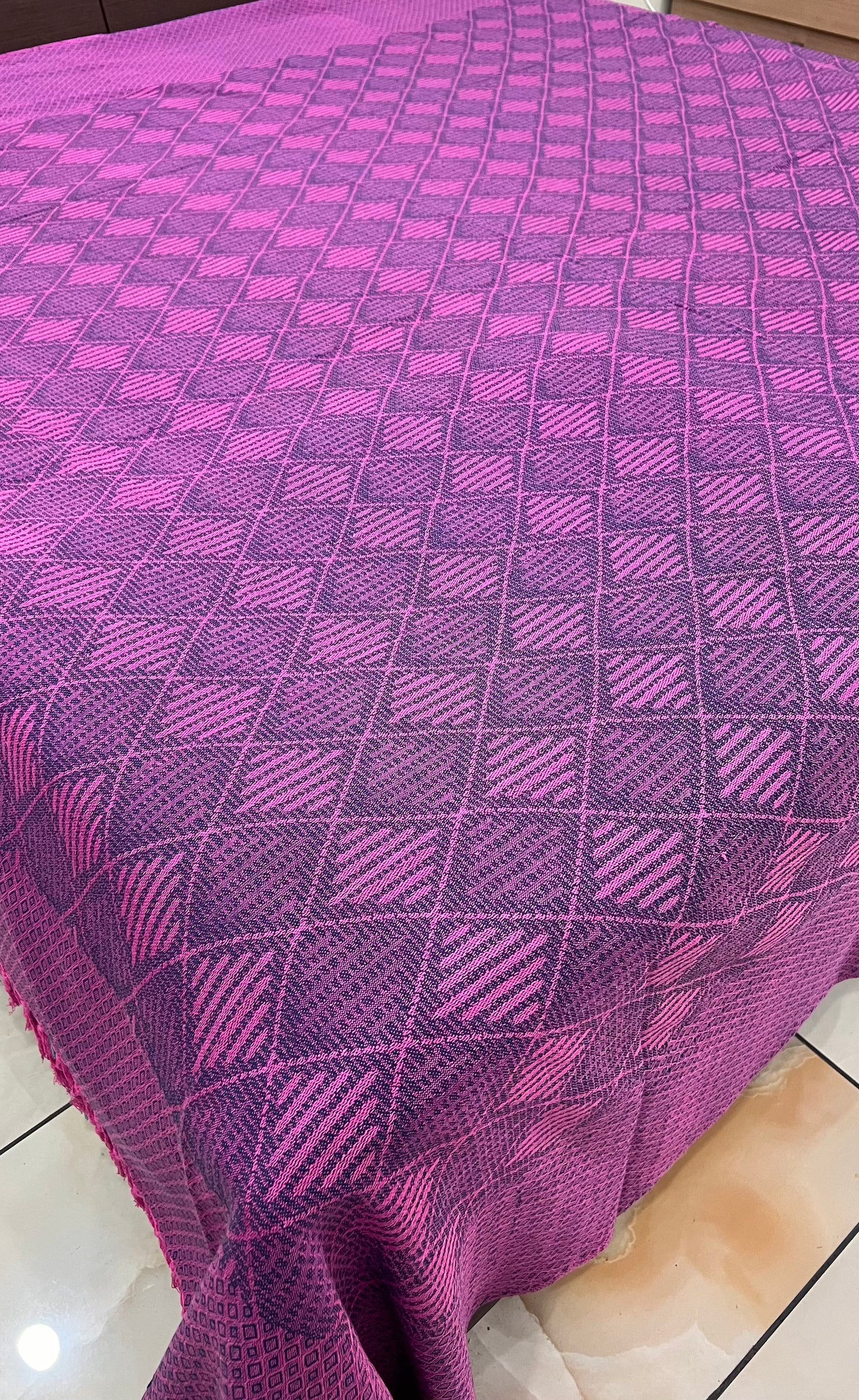 Aubergine Handloom Bed Cover With Pillow Covers