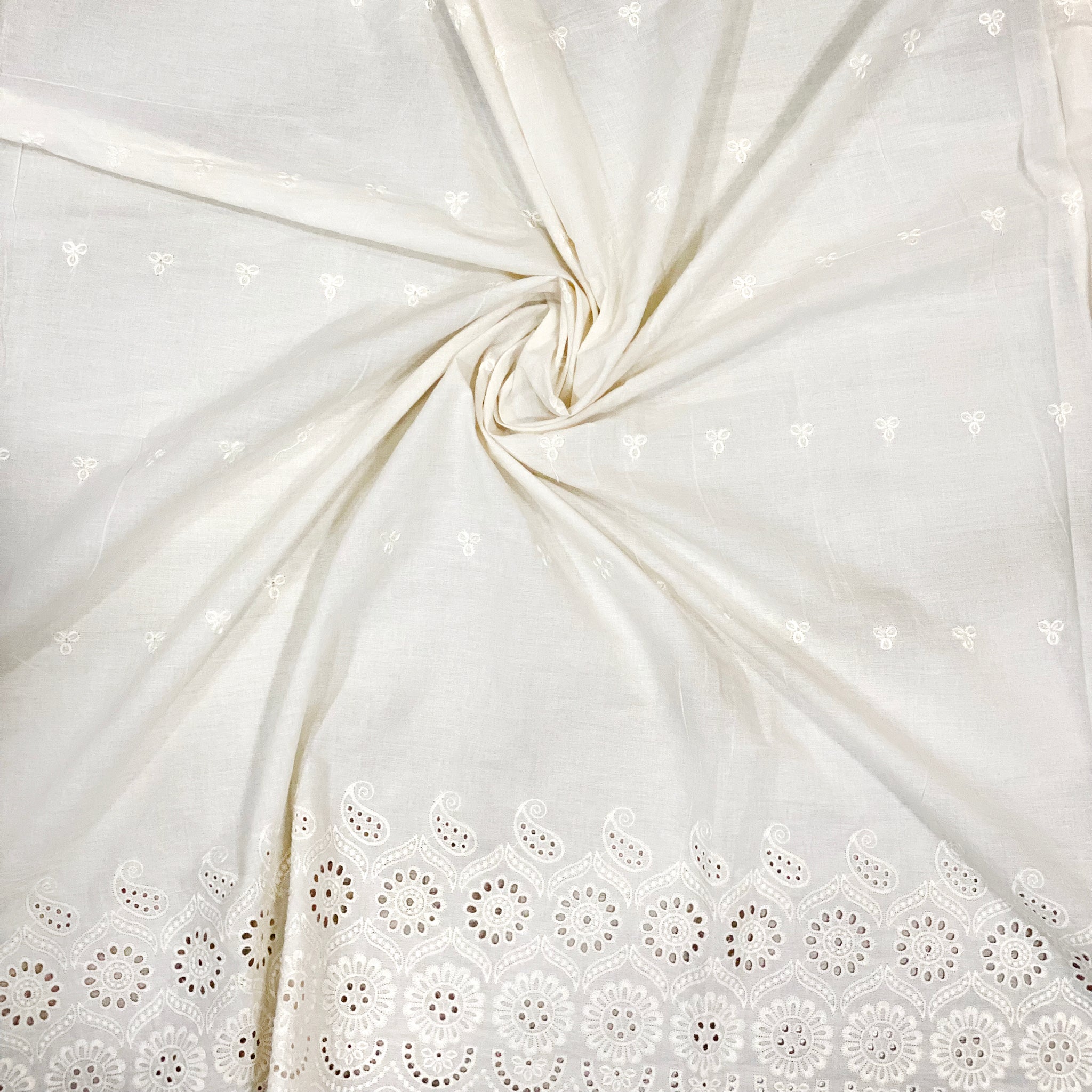 White Color Plain Cotton Gauze Dress Material Fabric - Charu Creation